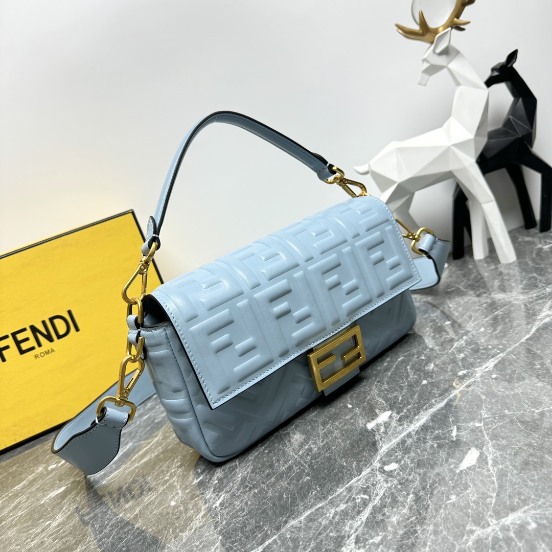 Fendi Baguette Nappa Leather Bag |blue