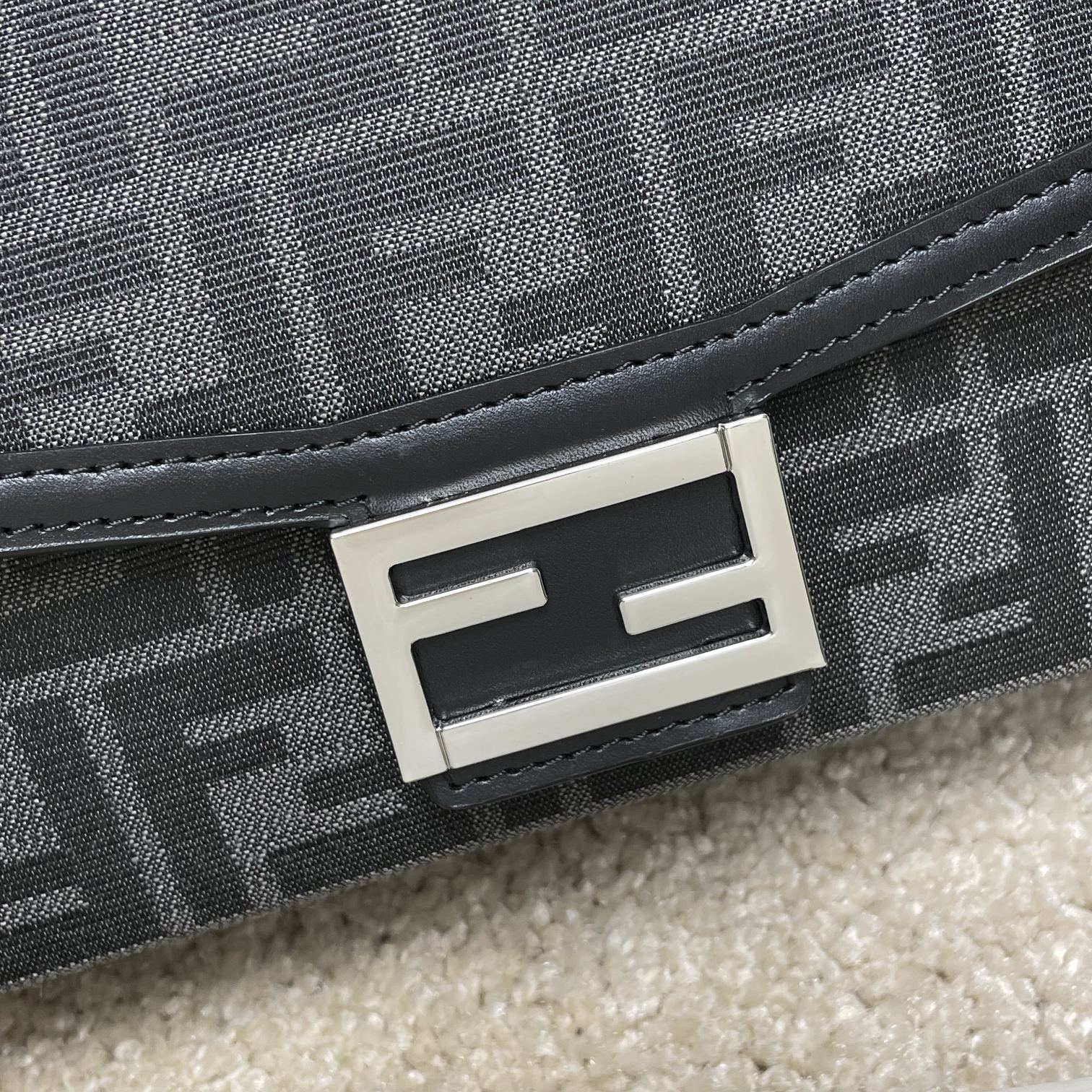 FENDI Baguette Soft Trunk Messenger Bag | Blue  black