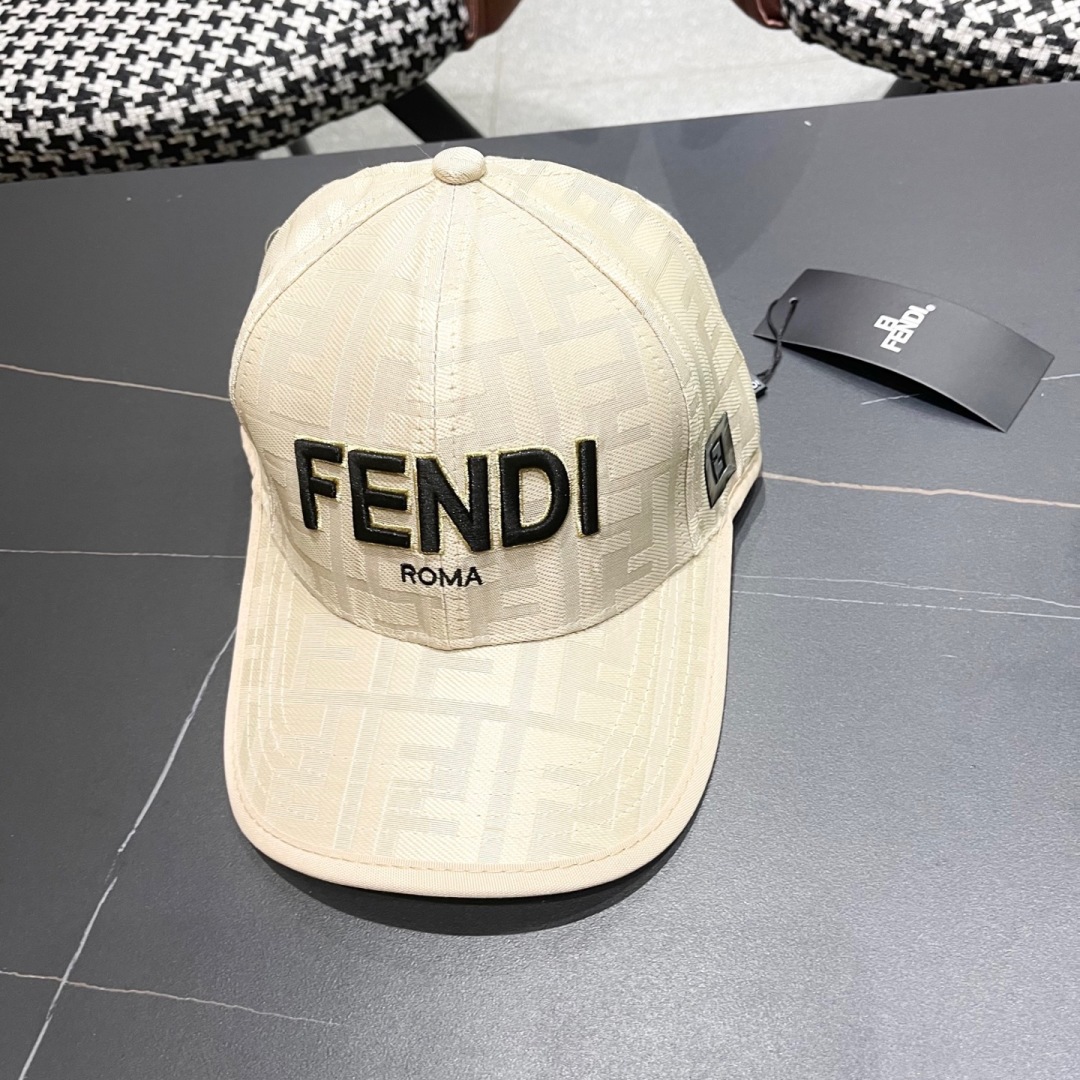 Fendi Beige FF Motif Cap - Fendi Beige FF Motif Baseball Cap