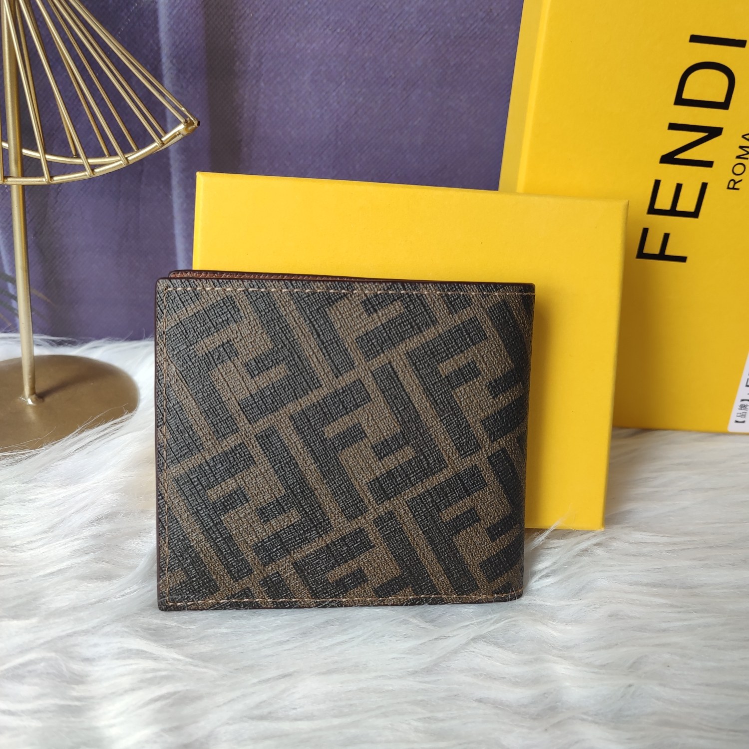 FENDI Bi-fold Wallet Brown Yellow Wallet Mens from Japan Authentic | eBay