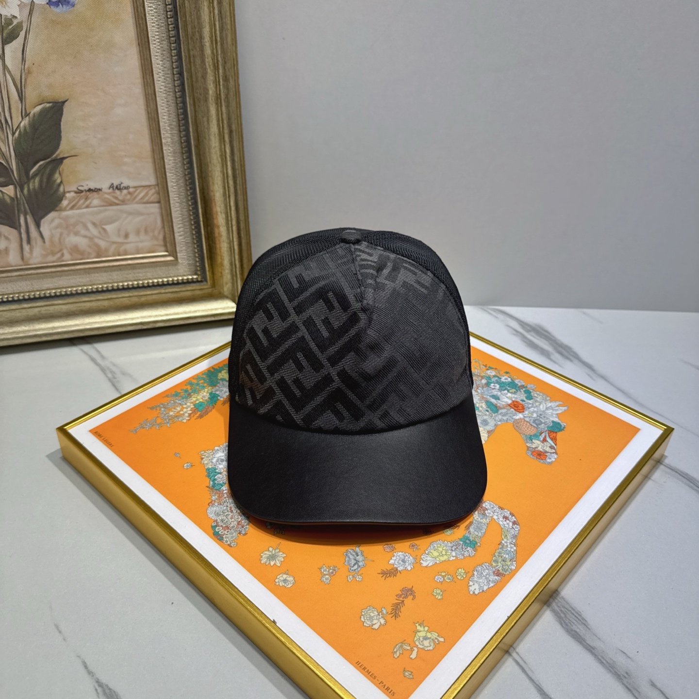 Fendi Black FF Print Cap - Fendi Black FF Print Mesh Cap - Designer