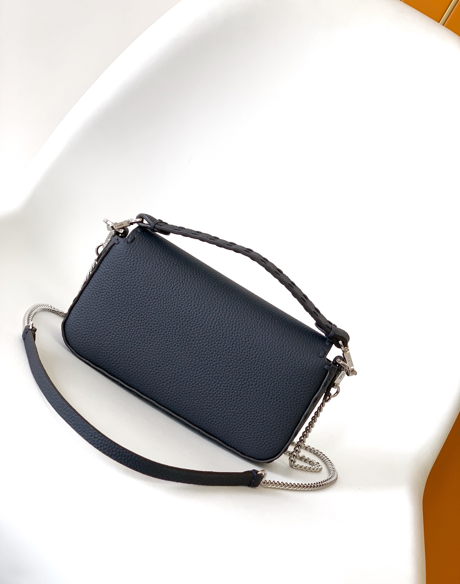 Fendi Blue Selleria Mini Baguette Bag