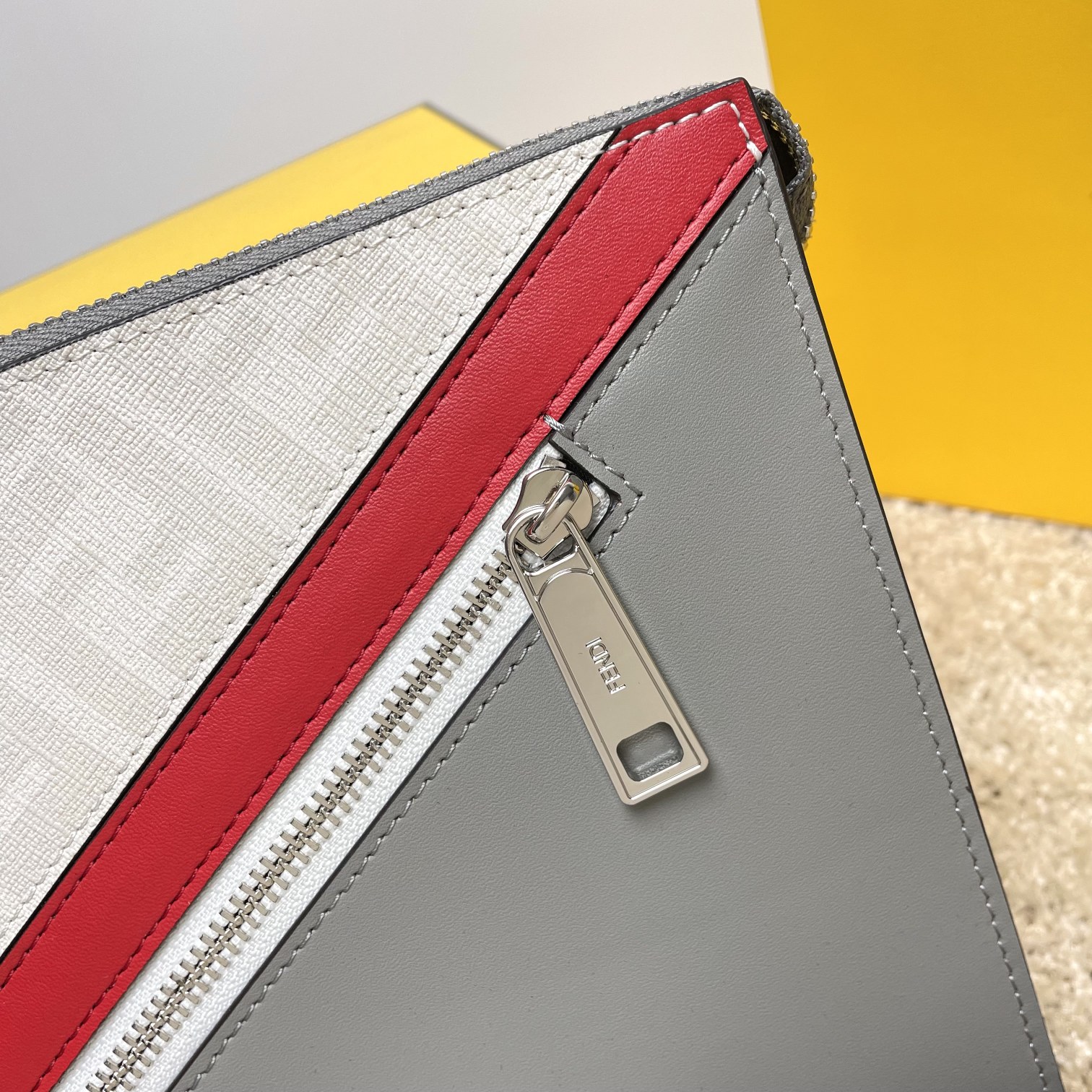 Fendi Brown Cowhide Clutch with Super F Pattern