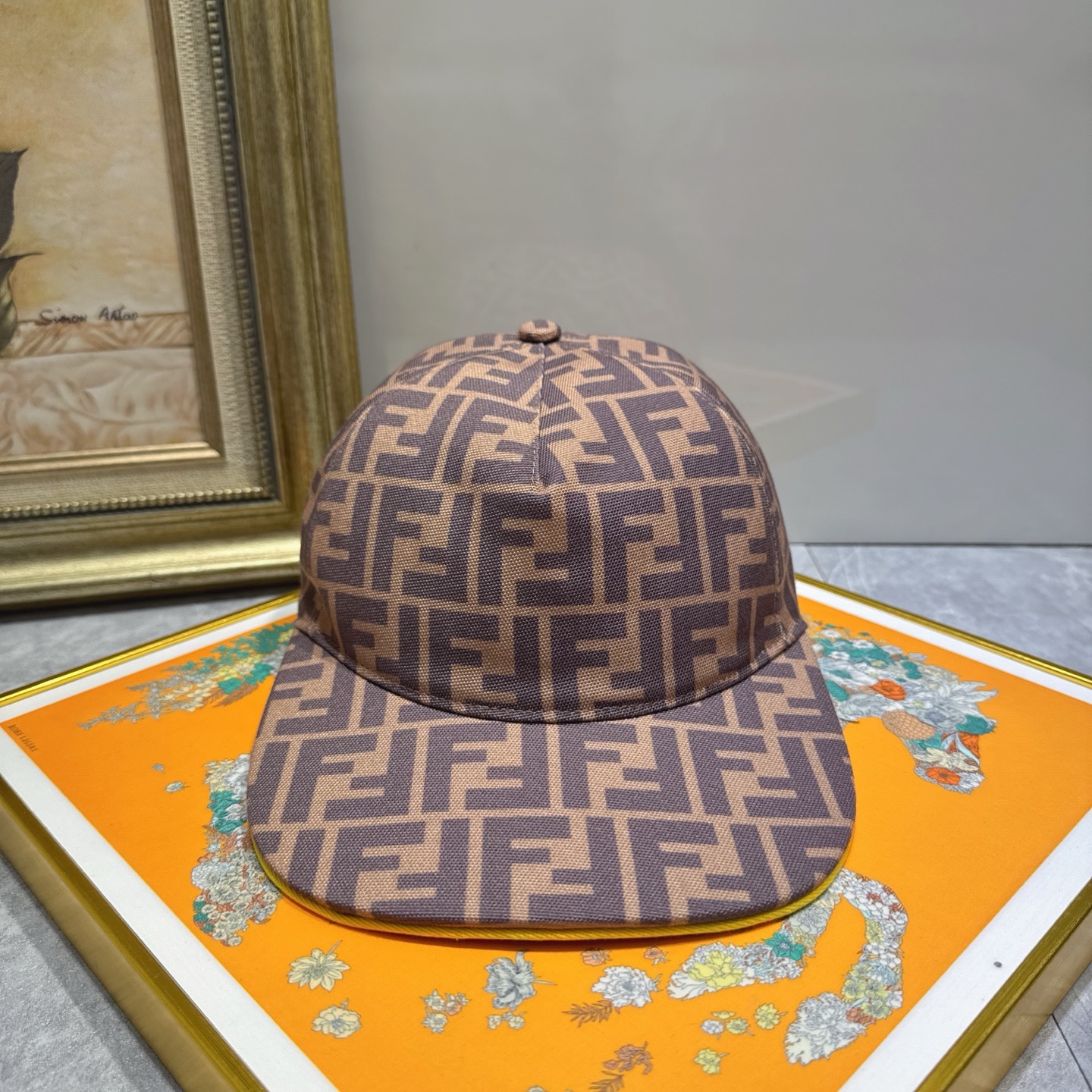 Fendi Brown FF Logo Baseball Cap - Designer