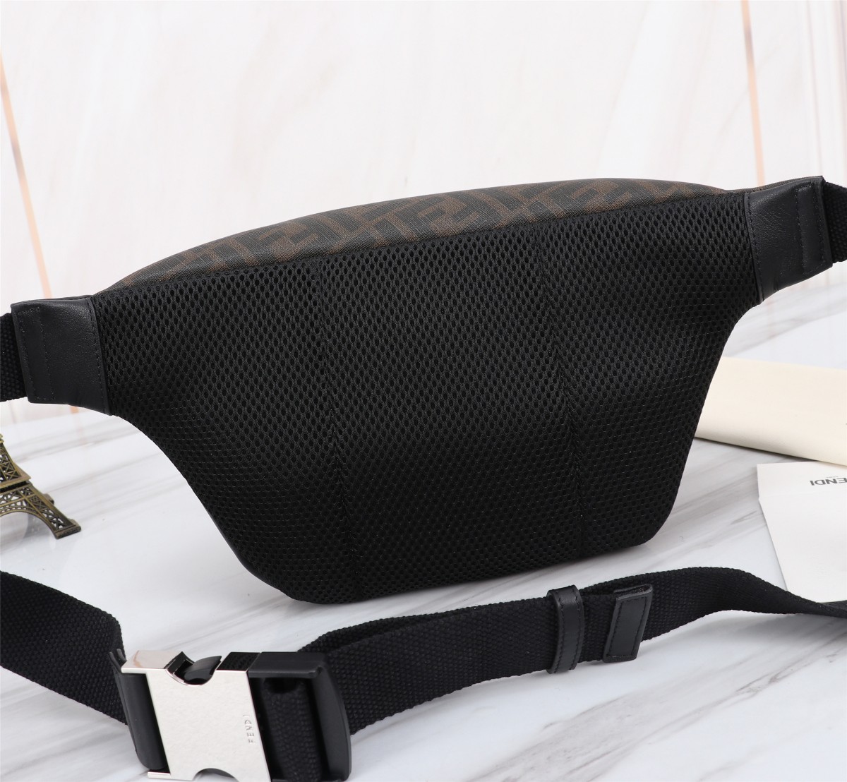 Fendi Brown Zucca FF 1974 Diagonal Belt Bag Cloth Cloth