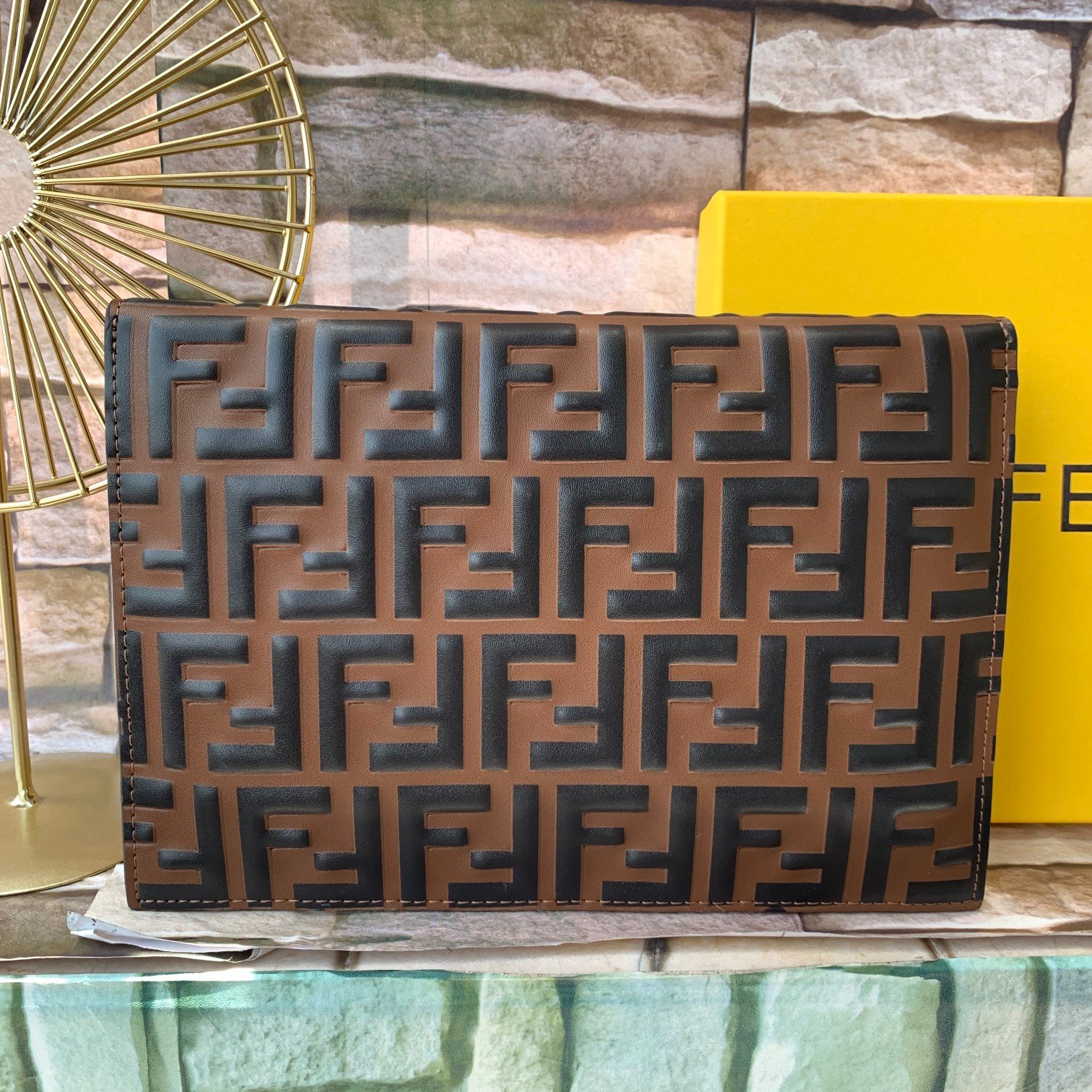 Fendi Brown Zucca Leather F is Fendi Envelope Pouch Fendi