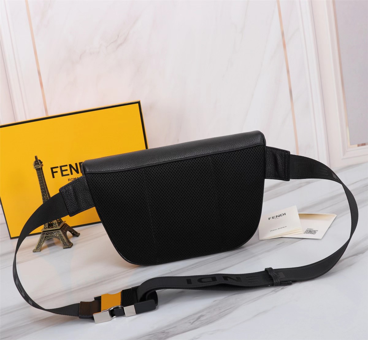 Fendi Embossed Logo Leather Belt Bag in Blue for Men