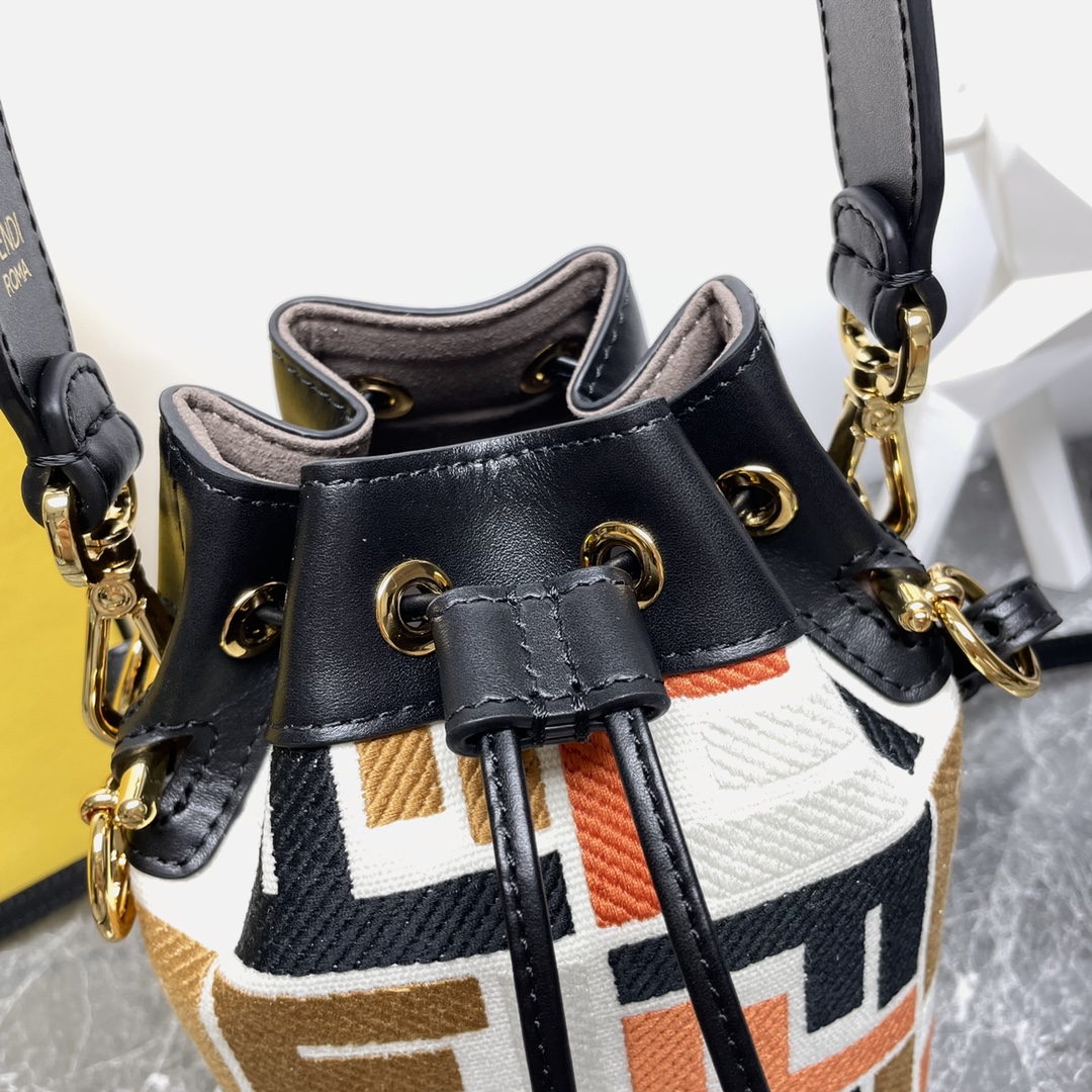 Fendi Fendi Ff Monogram Drawstring Bucket Bag
