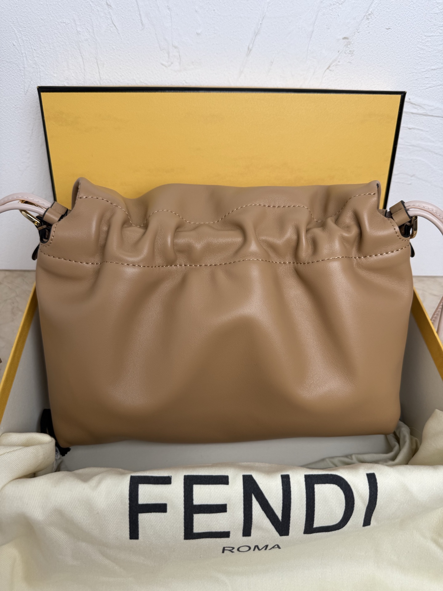 Fendi Fendi Zucchino Canvas Double Flap Shoulder Bag