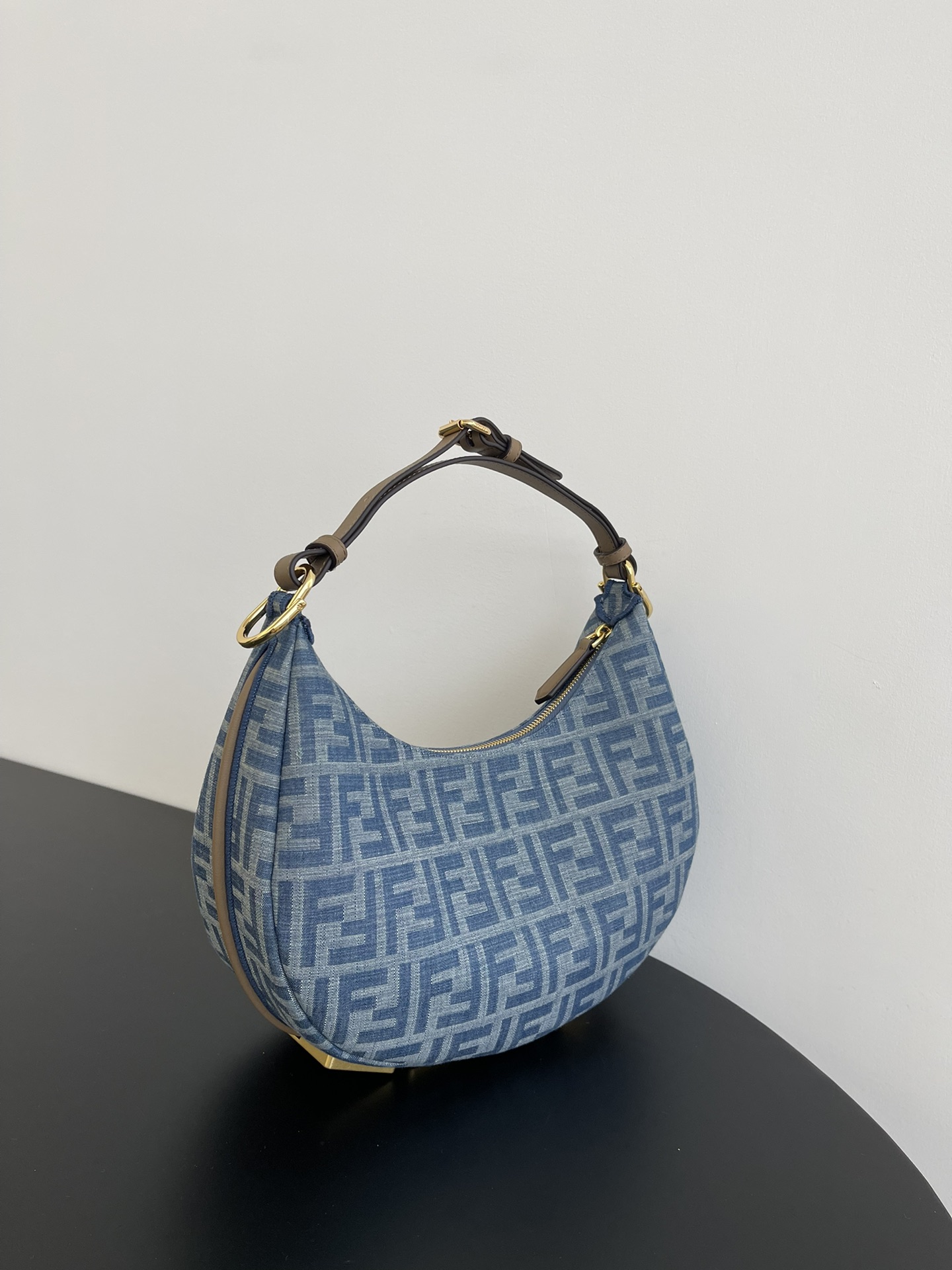 Fendi fendigraphy mini bag in denim-effect ff fabric