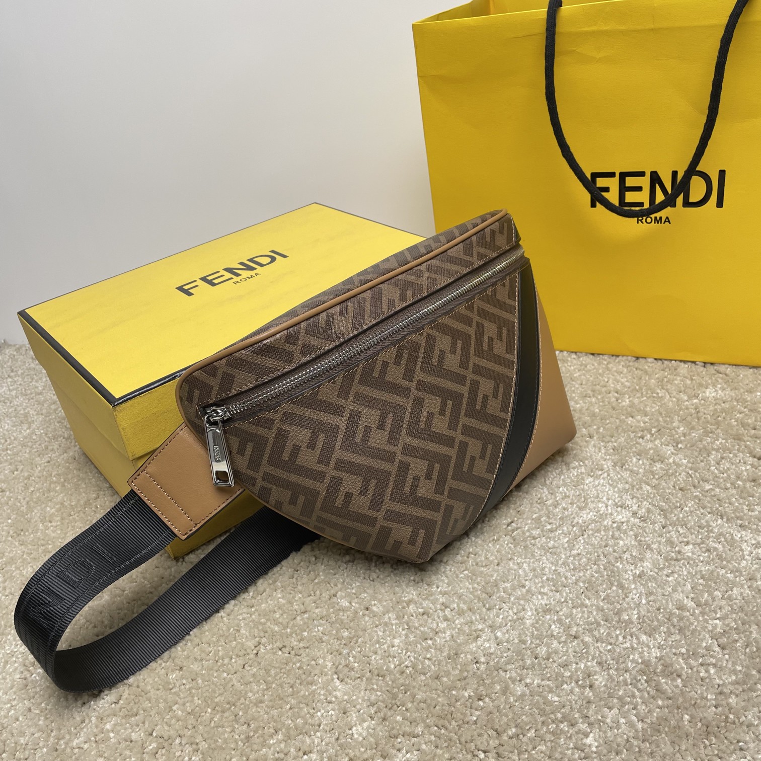 Fendi FF Logo Monogram Zipped Belt Bag