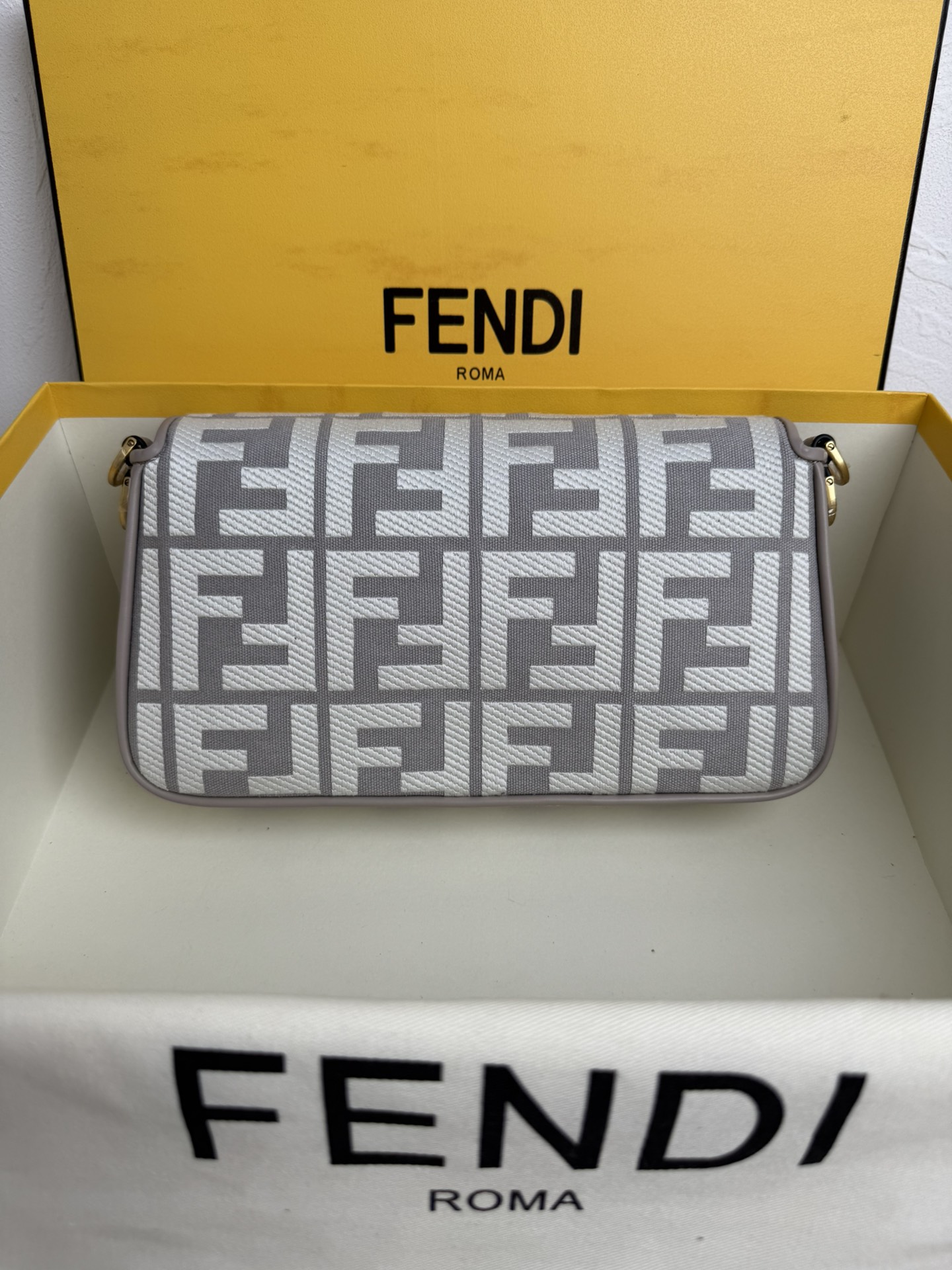 Fendi Grey and black Zucca Mamma Baguette 2way bag