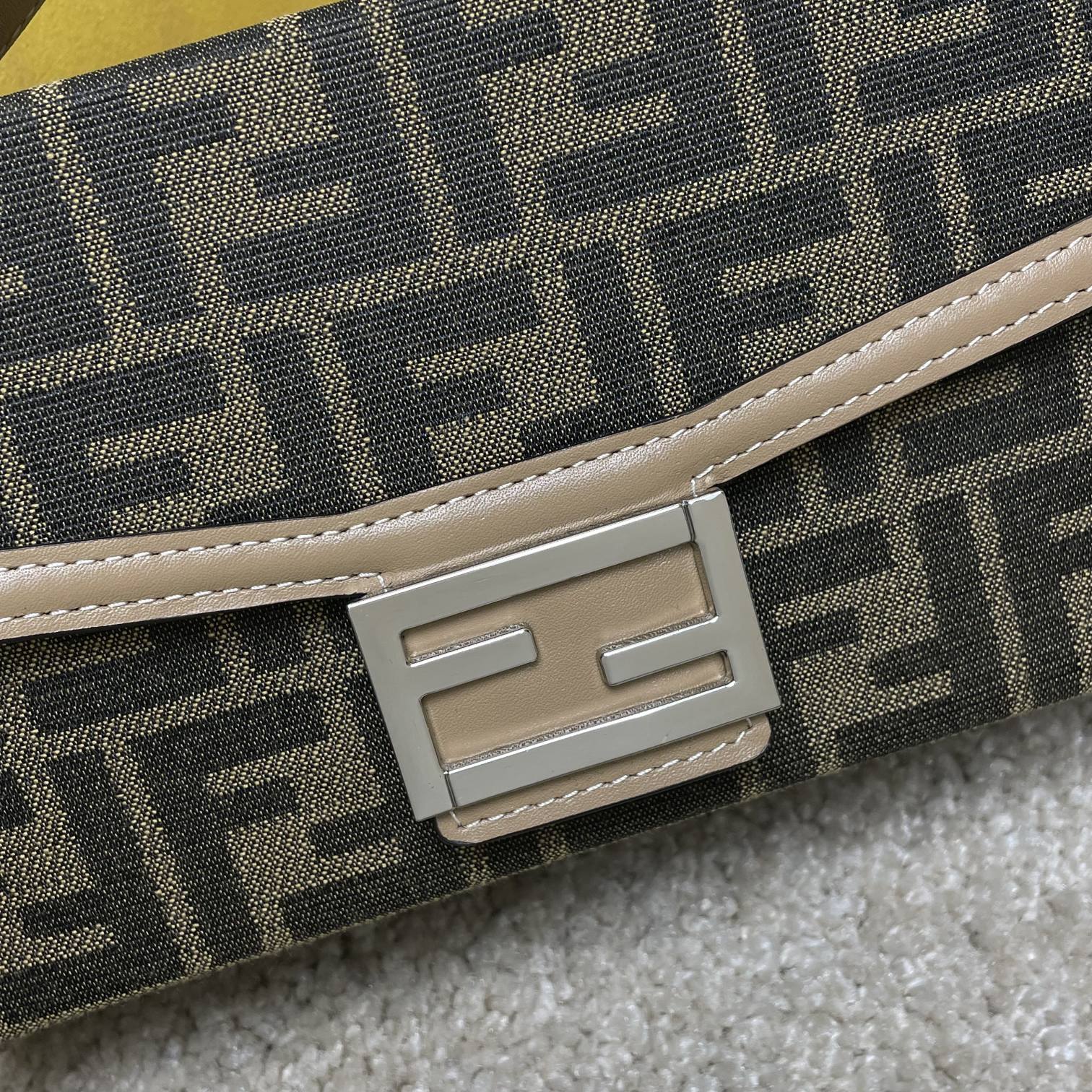 Fendi Men Baguette Soft Trunk Brown FF Fabric Bag