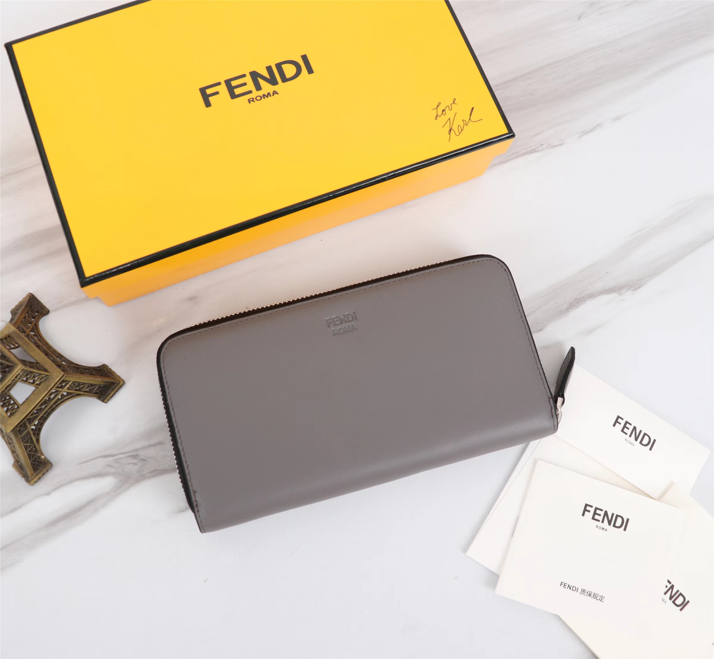 Fendi Monster Motif Leather Continental Wallet w/ Box