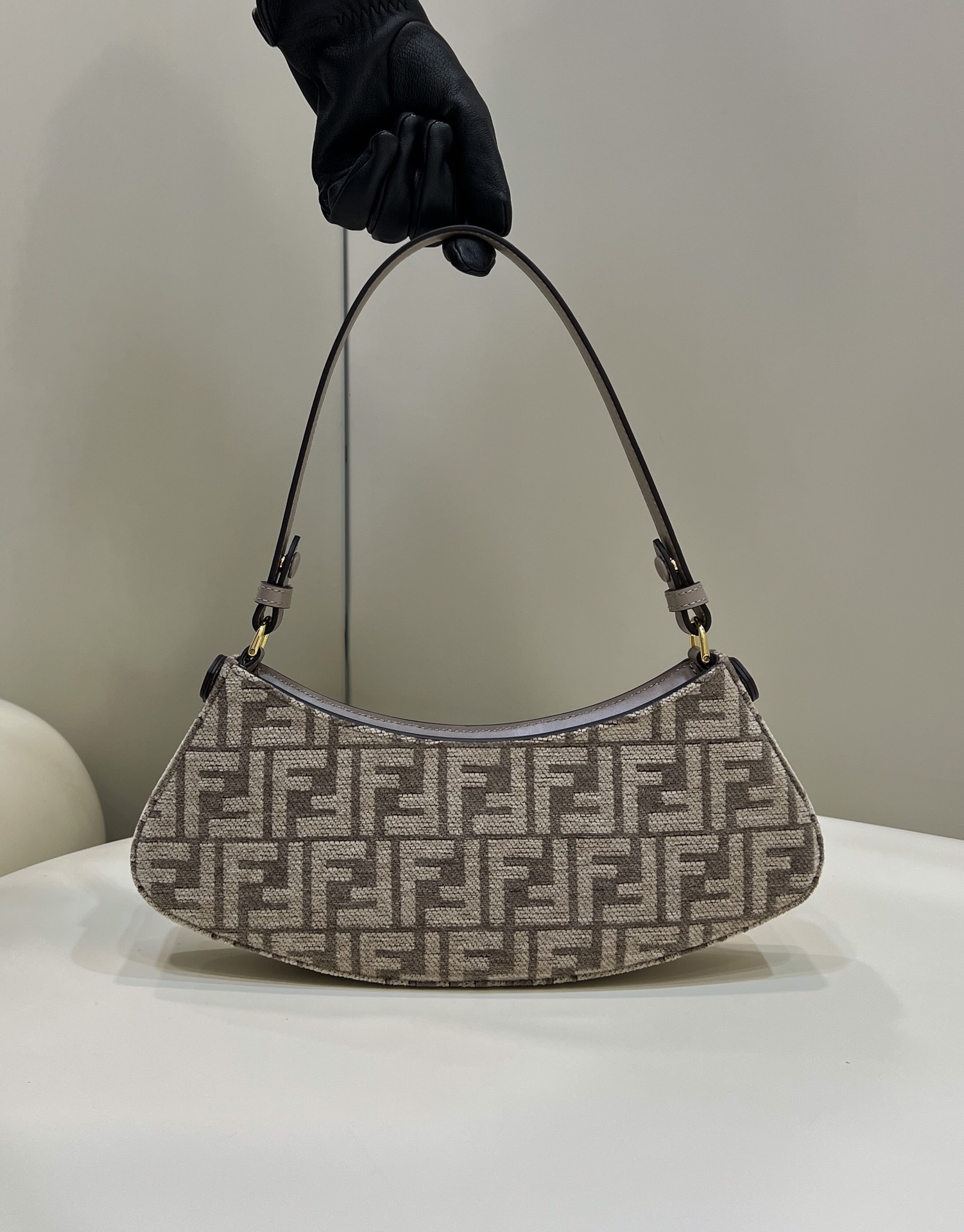 Fendi O'Lock Swing Logo-Jacquard Chenille Shoulder Bag