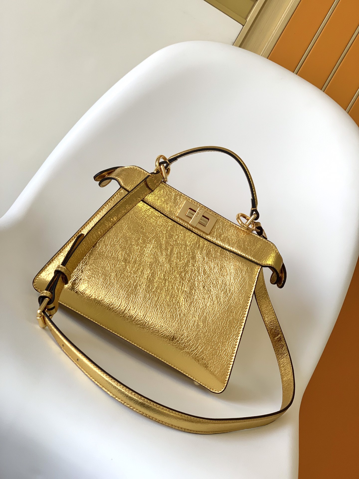 FENDI Peekaboo ISeeU Petite Precious skin Gold | Fendi