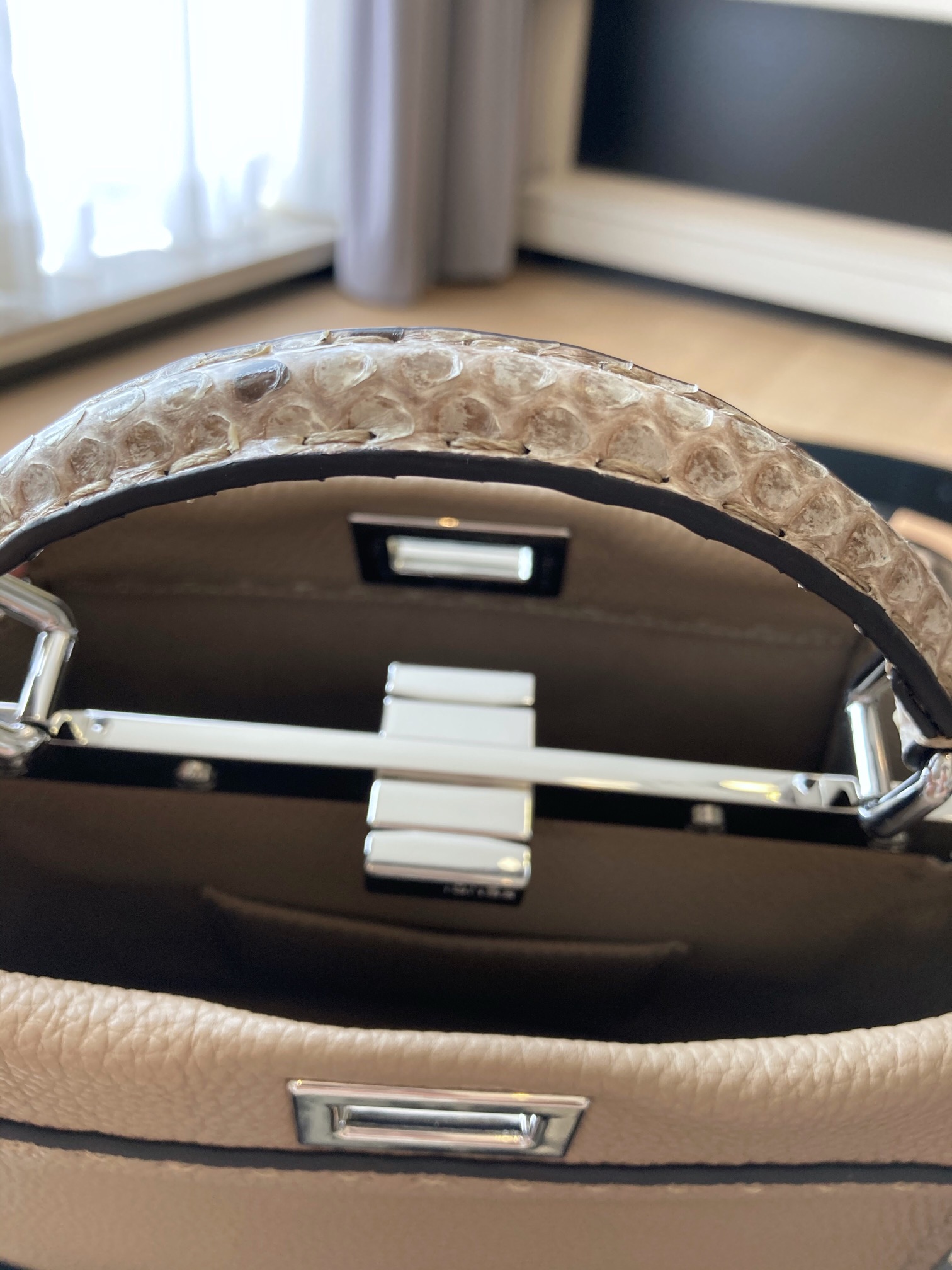 Fendi Peekaboo Mini Cuoio Romano leather Gray | Fendi