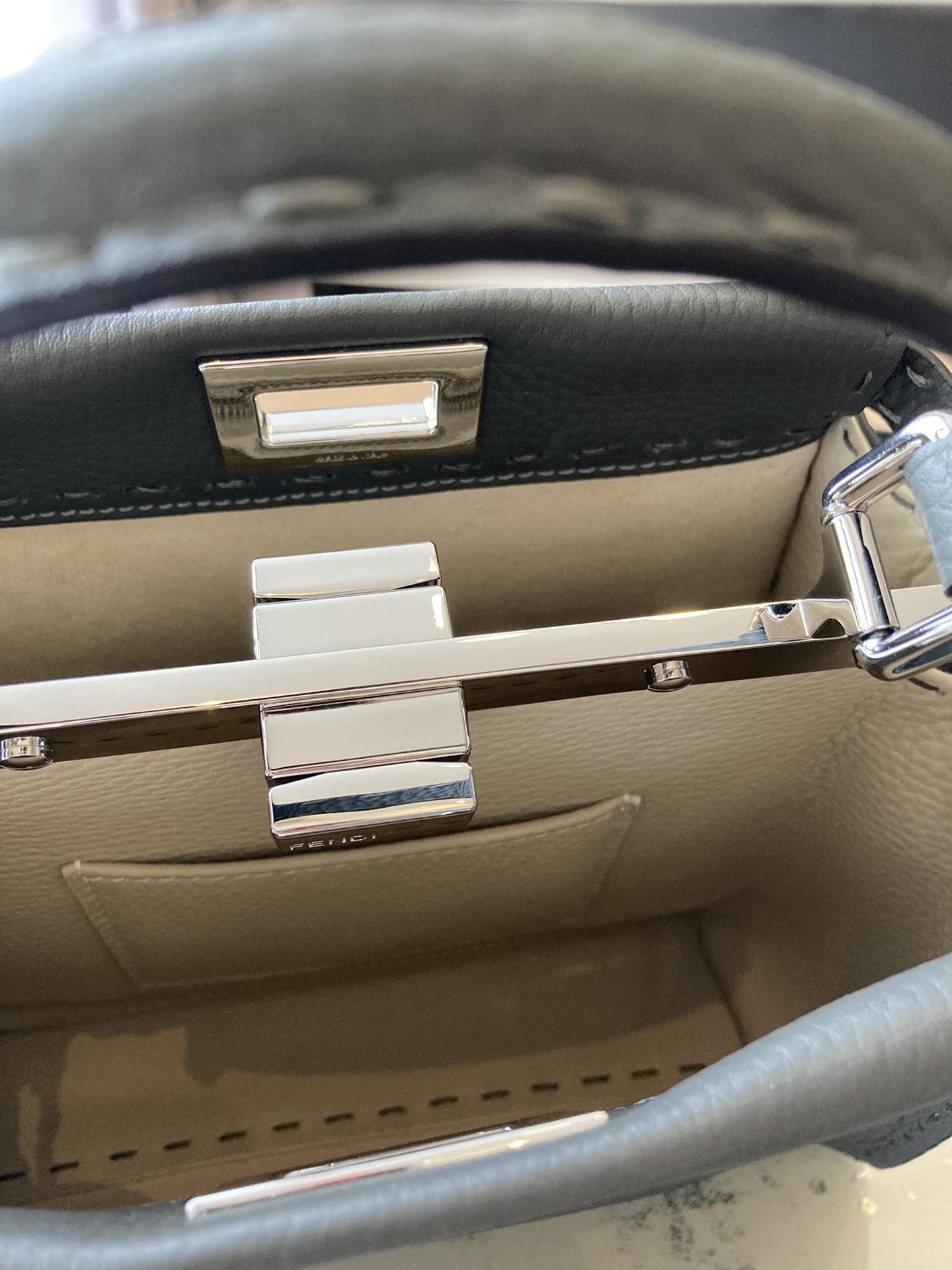 Fendi Selleria Peekaboo Soft Small Cuoio Romano leather Gray