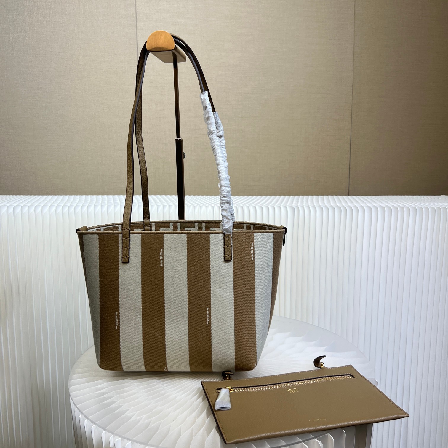 Fendi Small Roll Striped Tote Bag