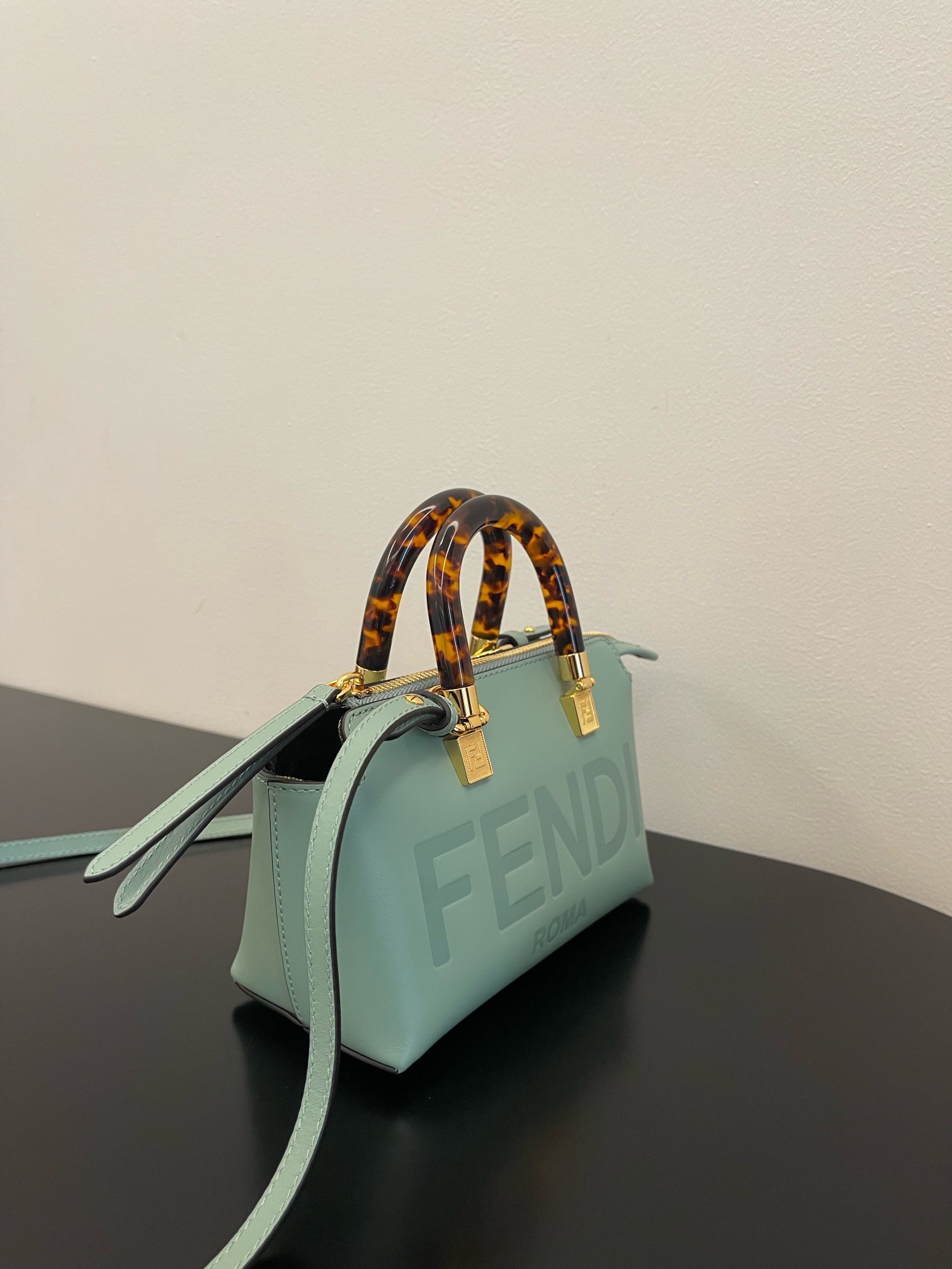 FENDI Vitello King Plexiglass Logo Embossed Mini By The