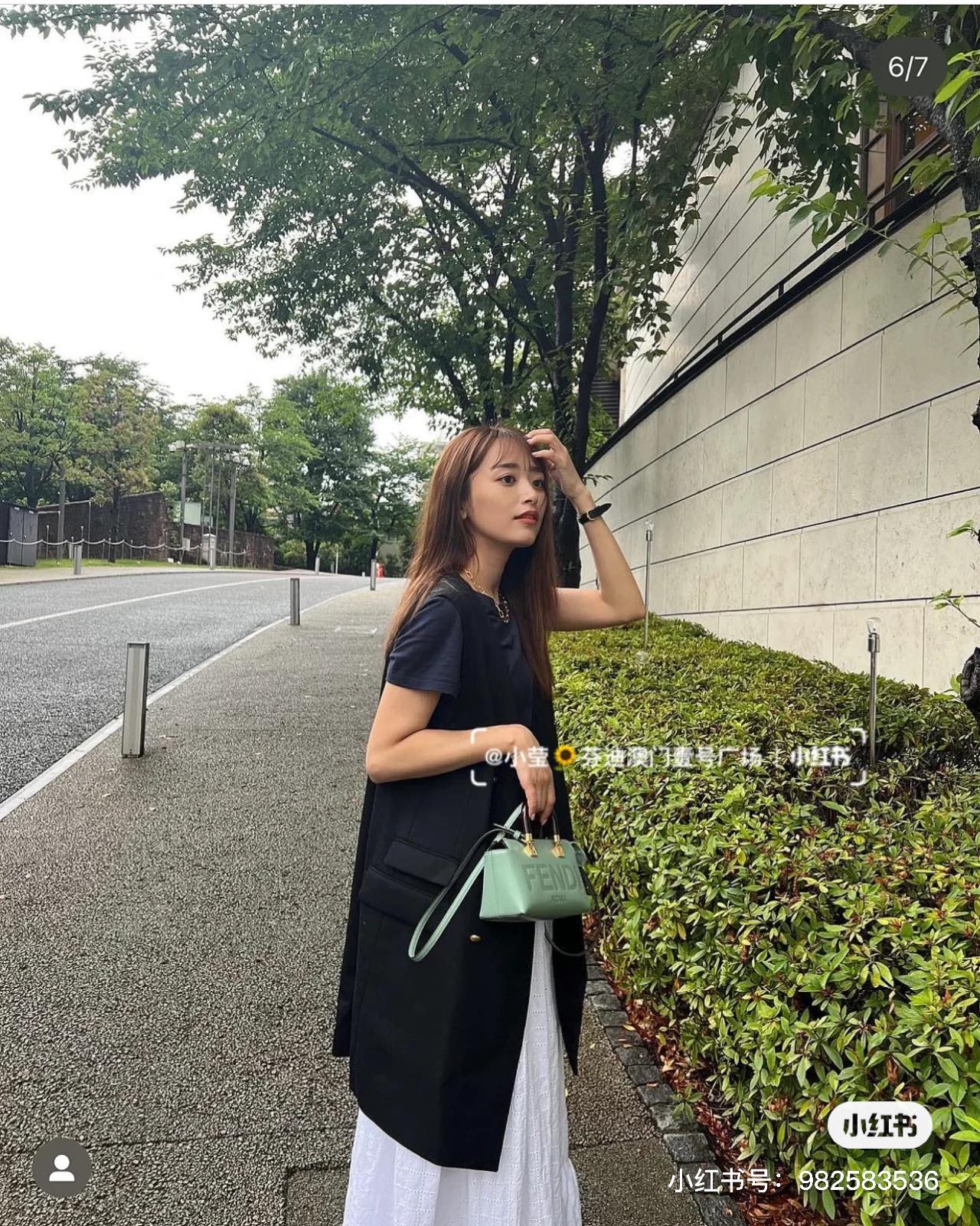 Fendi  Vitello King Plexiglass Logo Embossed Mini By The Way Top Handle Boston Bag Menta Sold Out