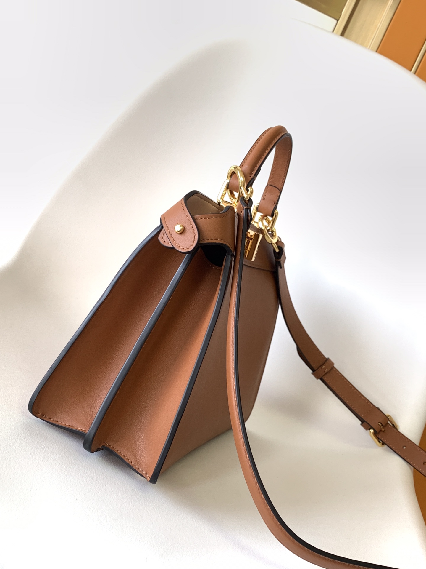 Fendi  Vitello Seta Canvas FF Embroidered Mini Peekaboo Iconic Satchel Brandy Grezzo Sold Out