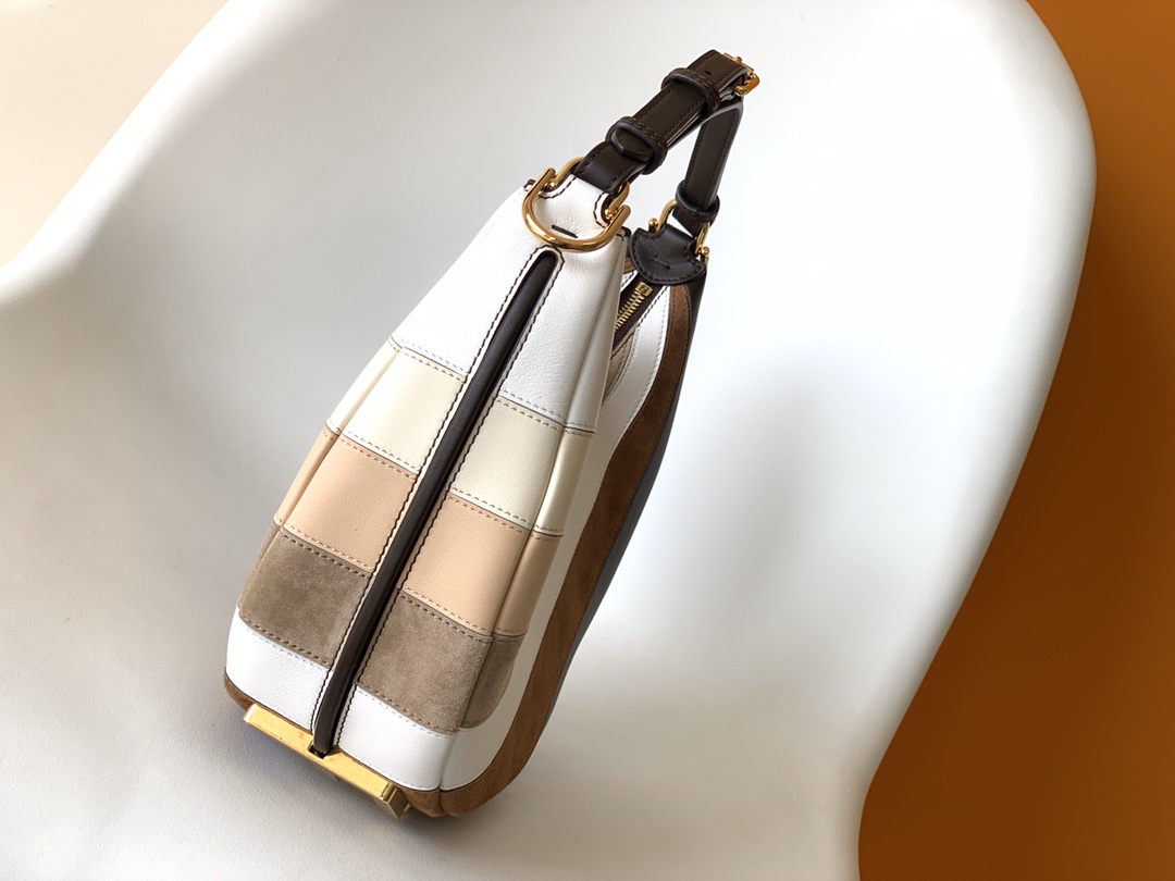 FENDI Vitello Seta Goatskin Suede Rainbow Inlay Small