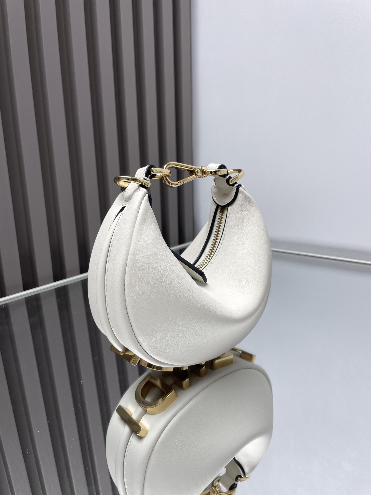 FENDI Women Fendigraphy Small Mint Beige Leather Bag