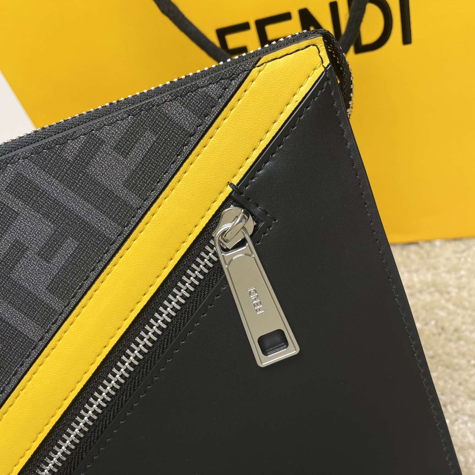 Fendi Zucca Coated Canvas Clutch - Black