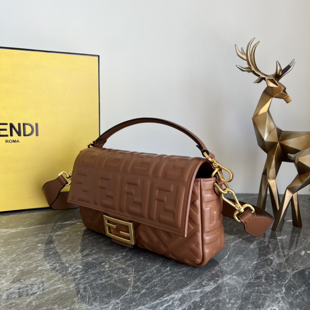 Fendi Zucca FF Baguette - Brown Shoulder Bags