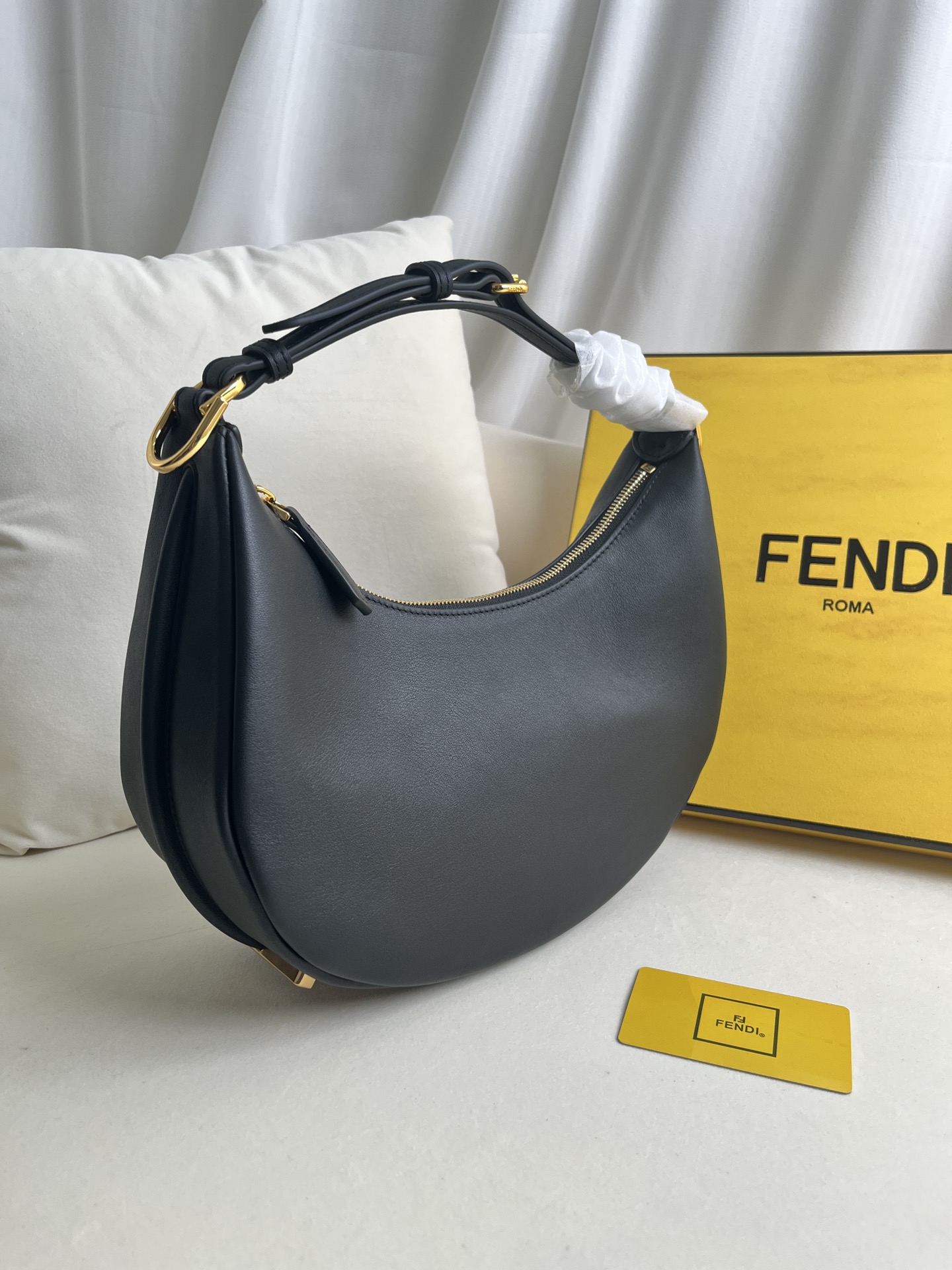 Fendigraphy leather handbag Fendi Blue in Leather