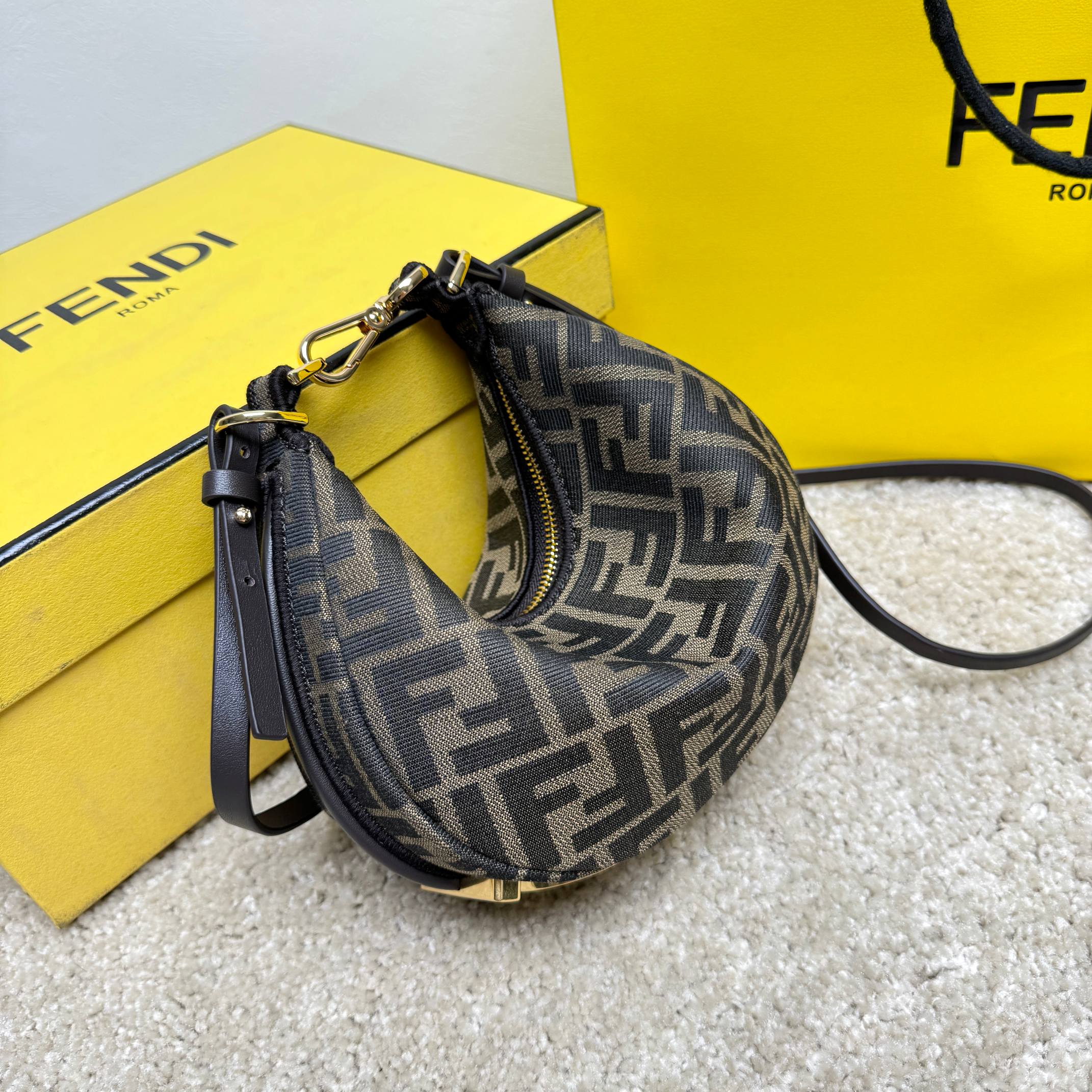 Fendigraphy Mini Fabric Brown | Fendi