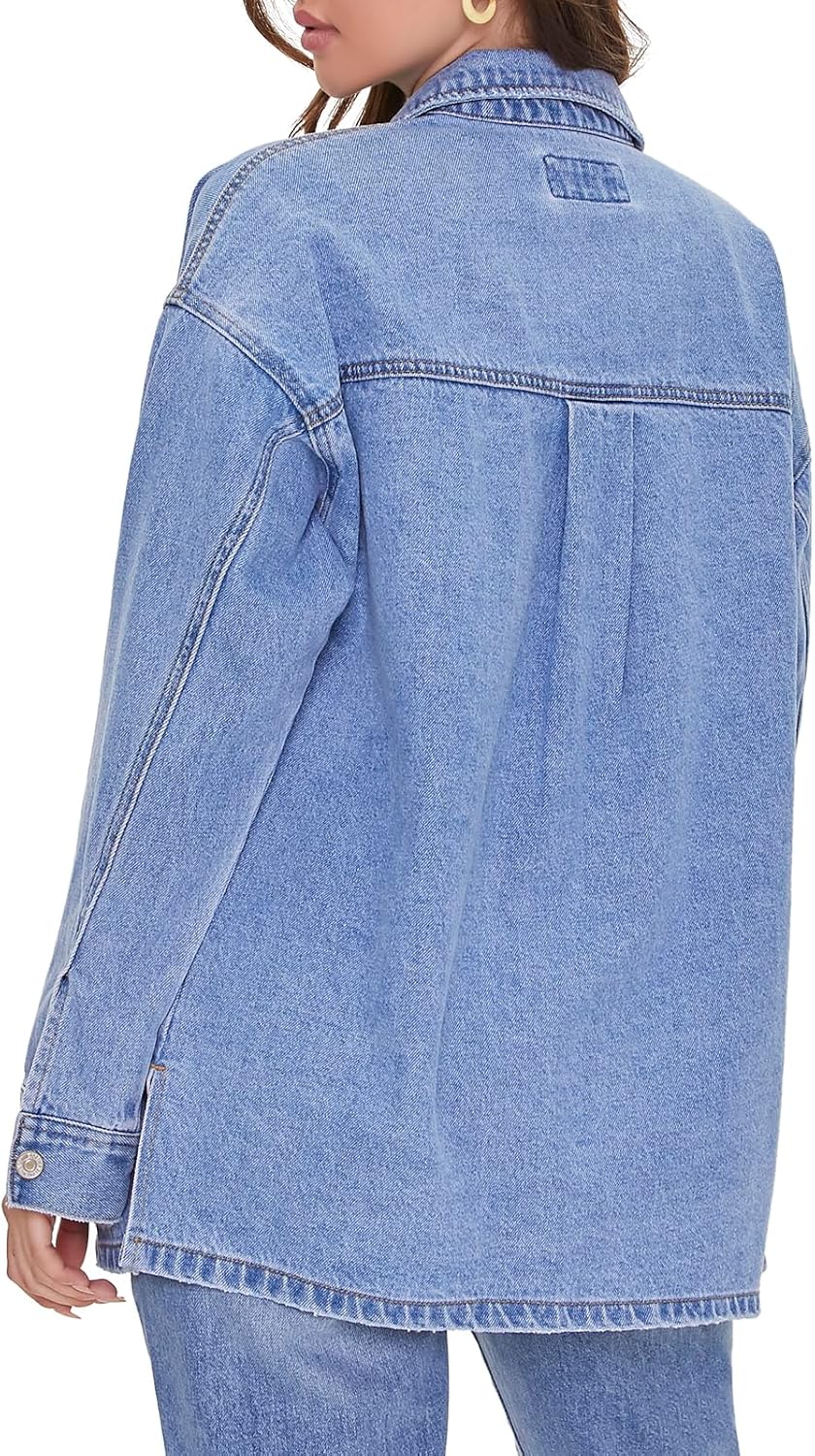Forever 21 Women’s Denim Distressed Shacket