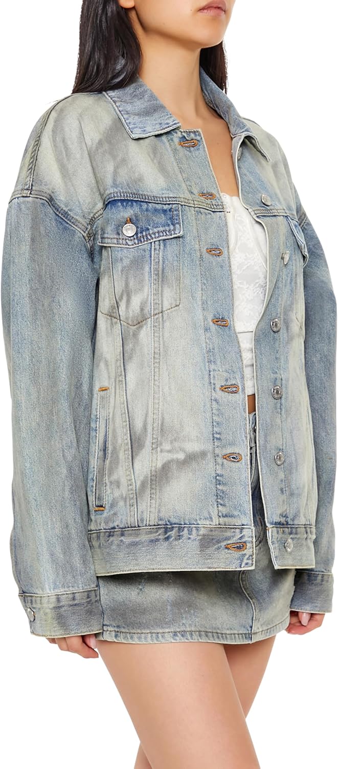 Forever 21 Women’s Mineral Wash Denim Trucker Jacket
