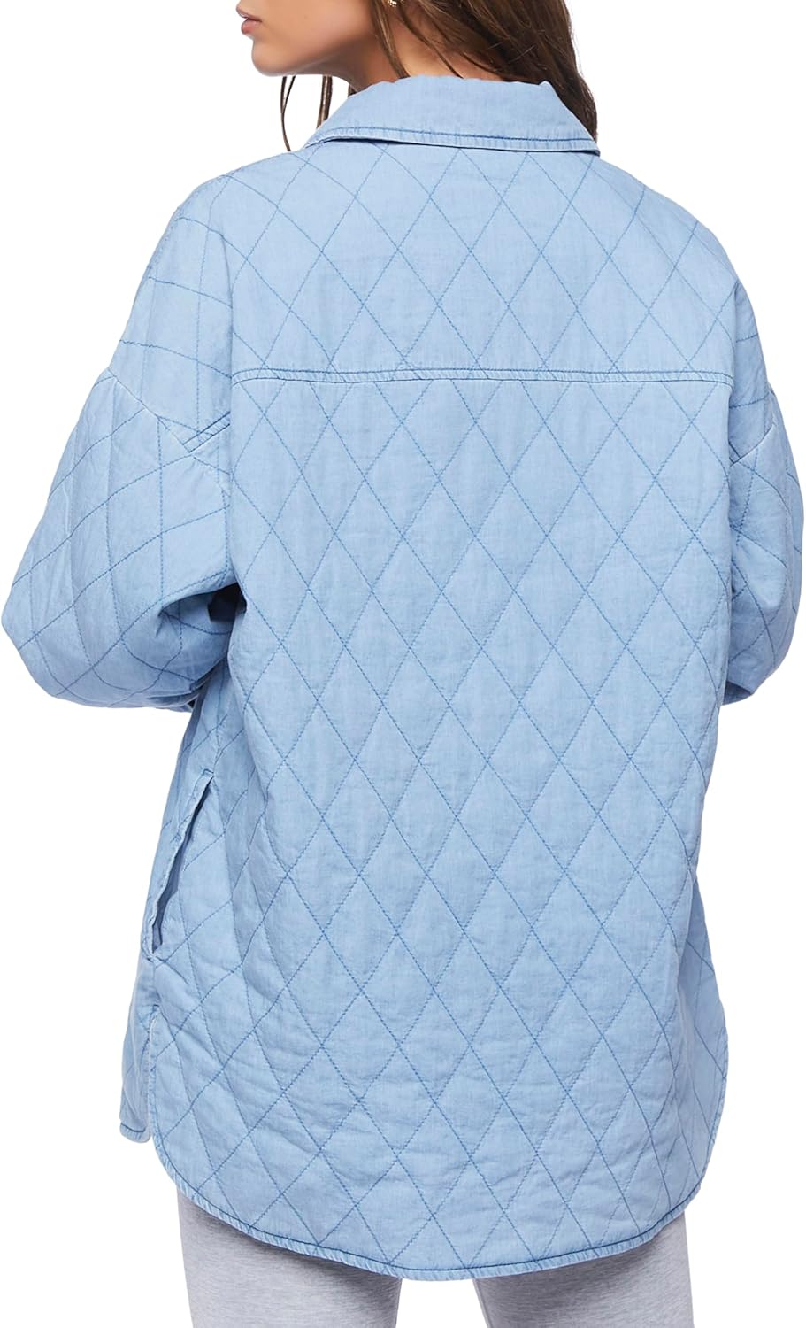 Forever 21 Women’s Quilted Dolphin-Hem Shacket