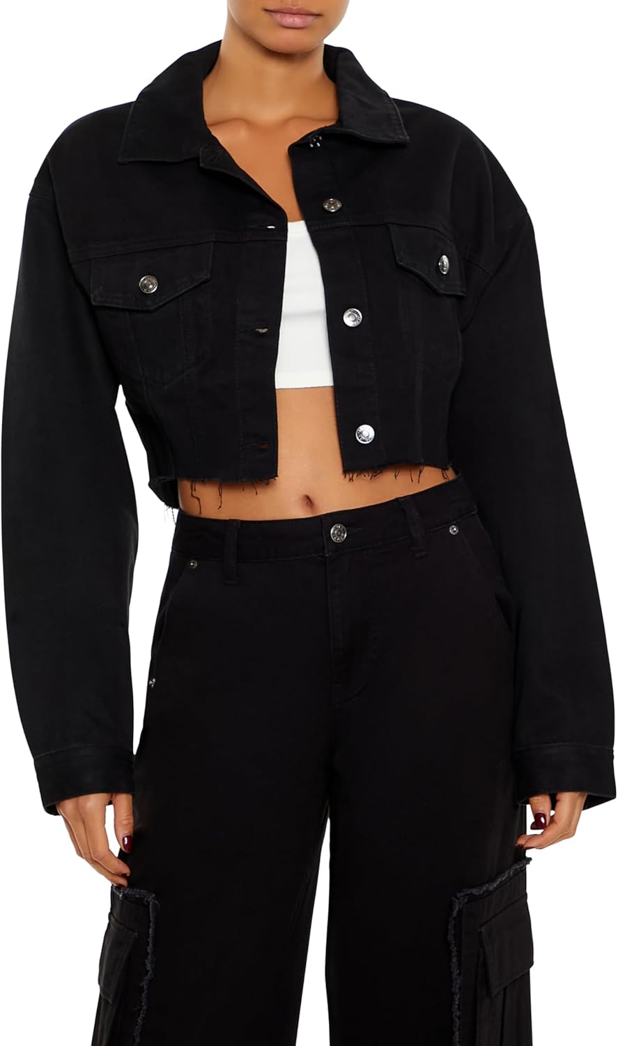 Forever 21 Women’s Rhinestone Chain Denim Jacket