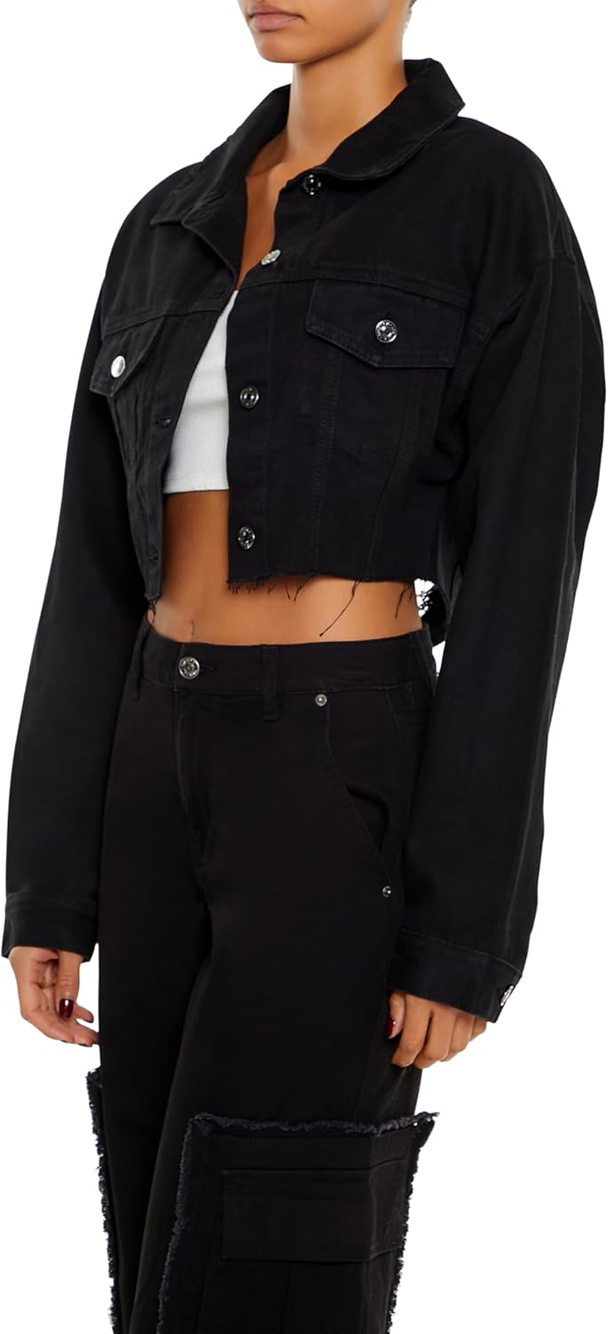 Forever 21 Women’s Rhinestone Chain Denim Jacket