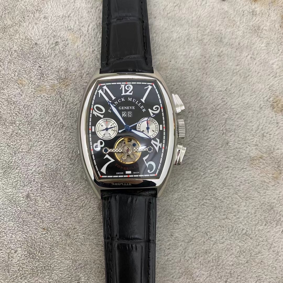 Franck Muller Black Leather Open Heart - Franck Muller Cintrée Curvex