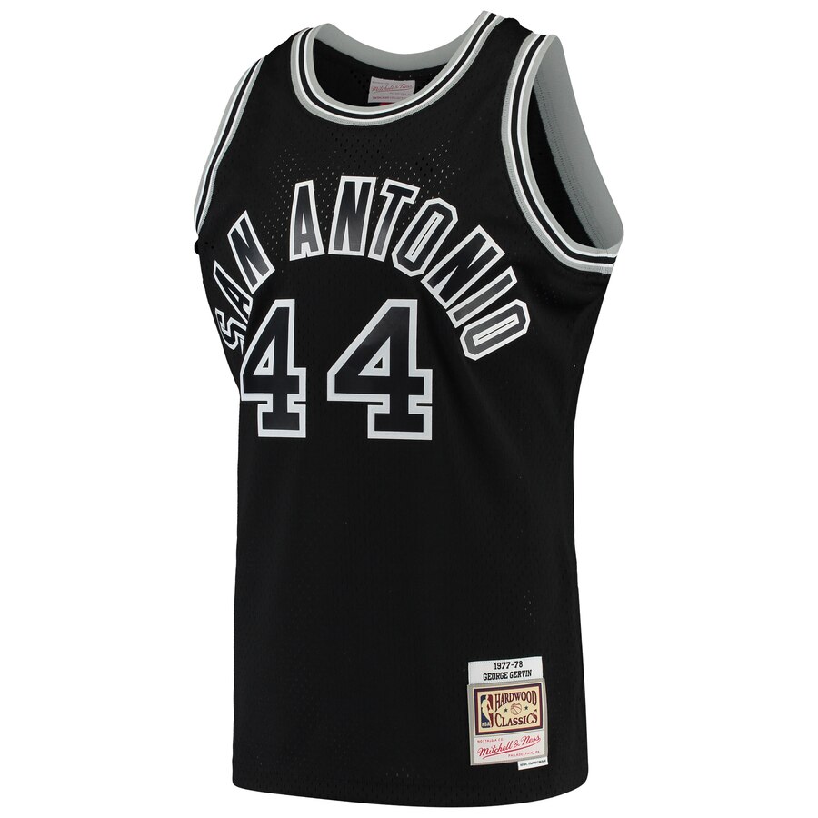 Mitchell Ness Gervin Black Jersey - Outstanding 1977-78 Spurs Swingman