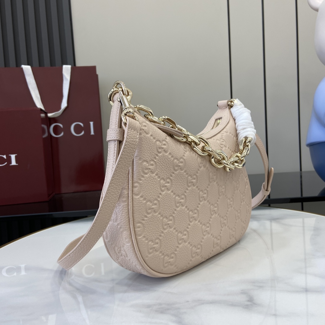 GG Emblem large shoulder bag in taupe GG leather | GUCCI