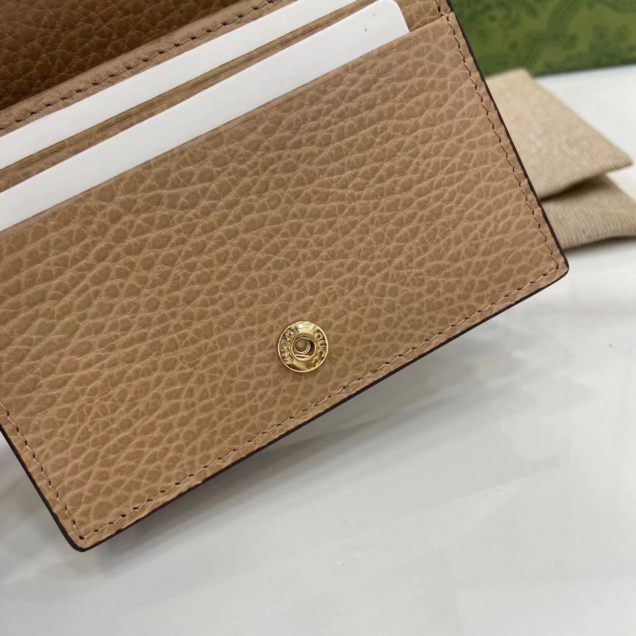 GG Marmont card case wallet in light grey leather | GUCCI