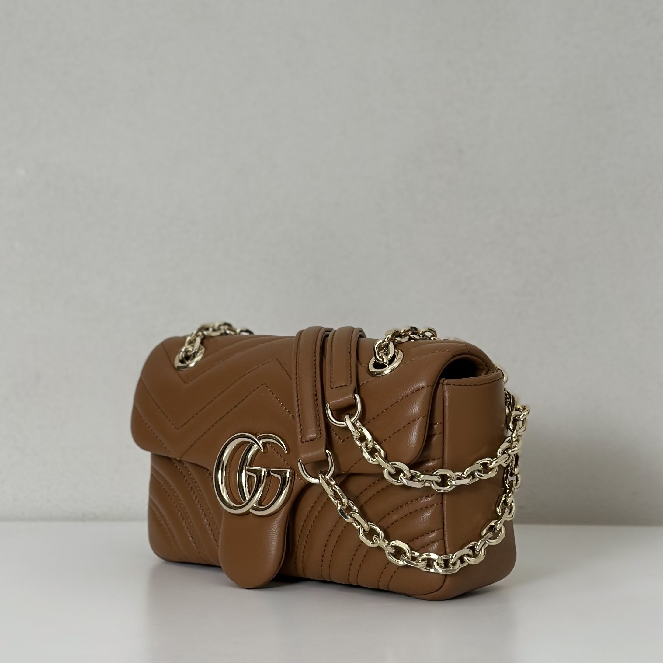 GG Marmont crystals medium shoulder bag in White Fabric