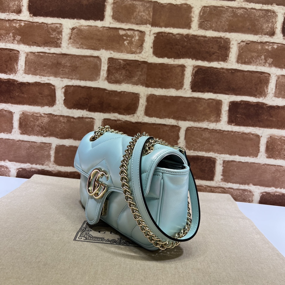 Gg marmont leather handbag Gucci Blue in Leather