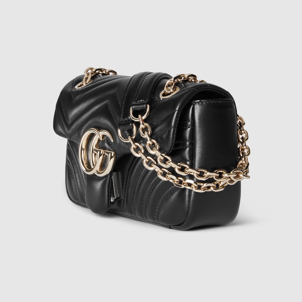 GG Marmont small shoulder bag in black leather | GUCCI