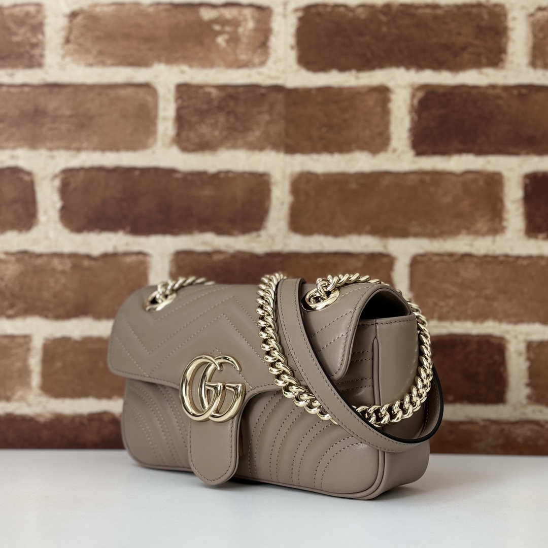 GG Marmont small shoulder bag in Neutral Leather | GUCCI® SI