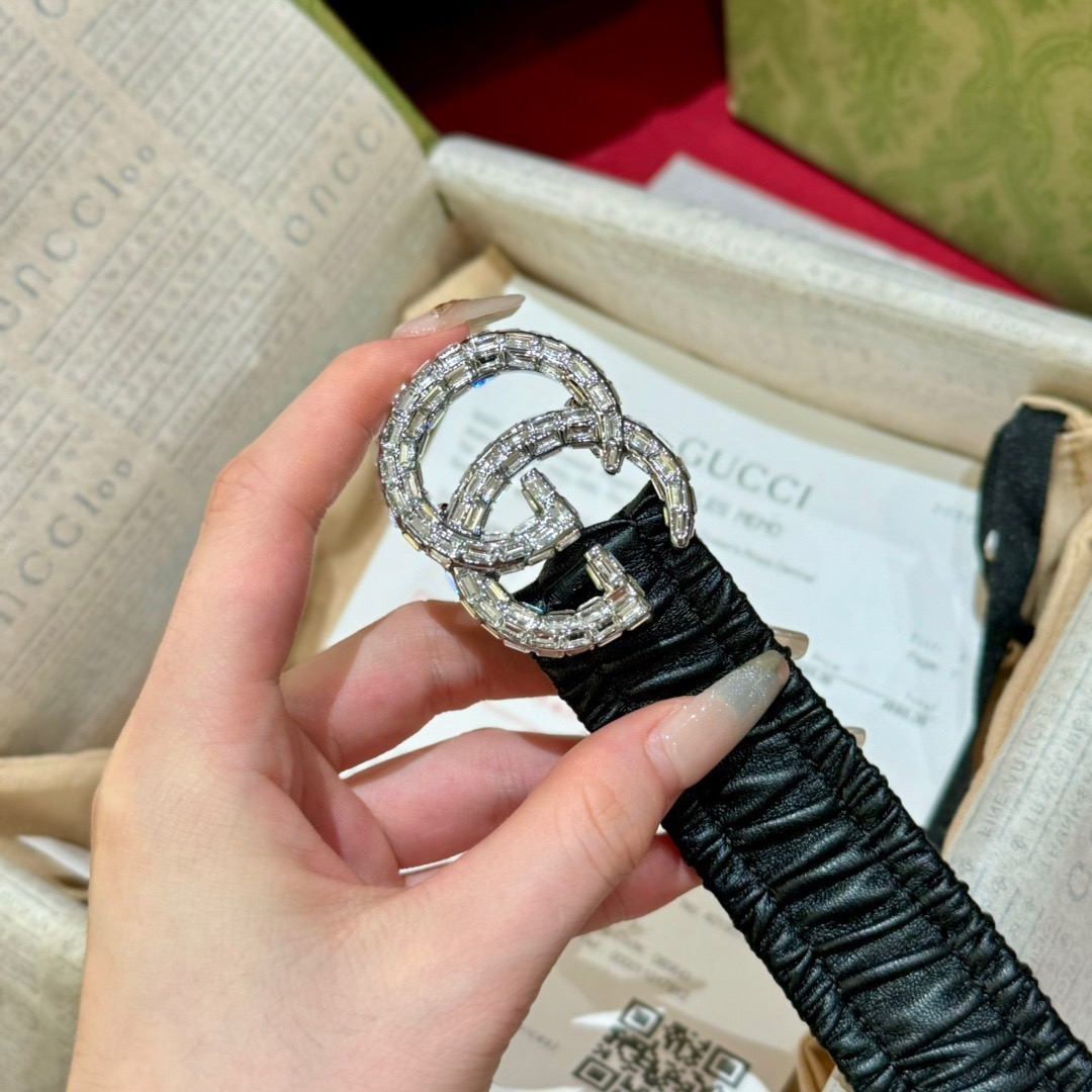 GG Marmont wide belt with crystals