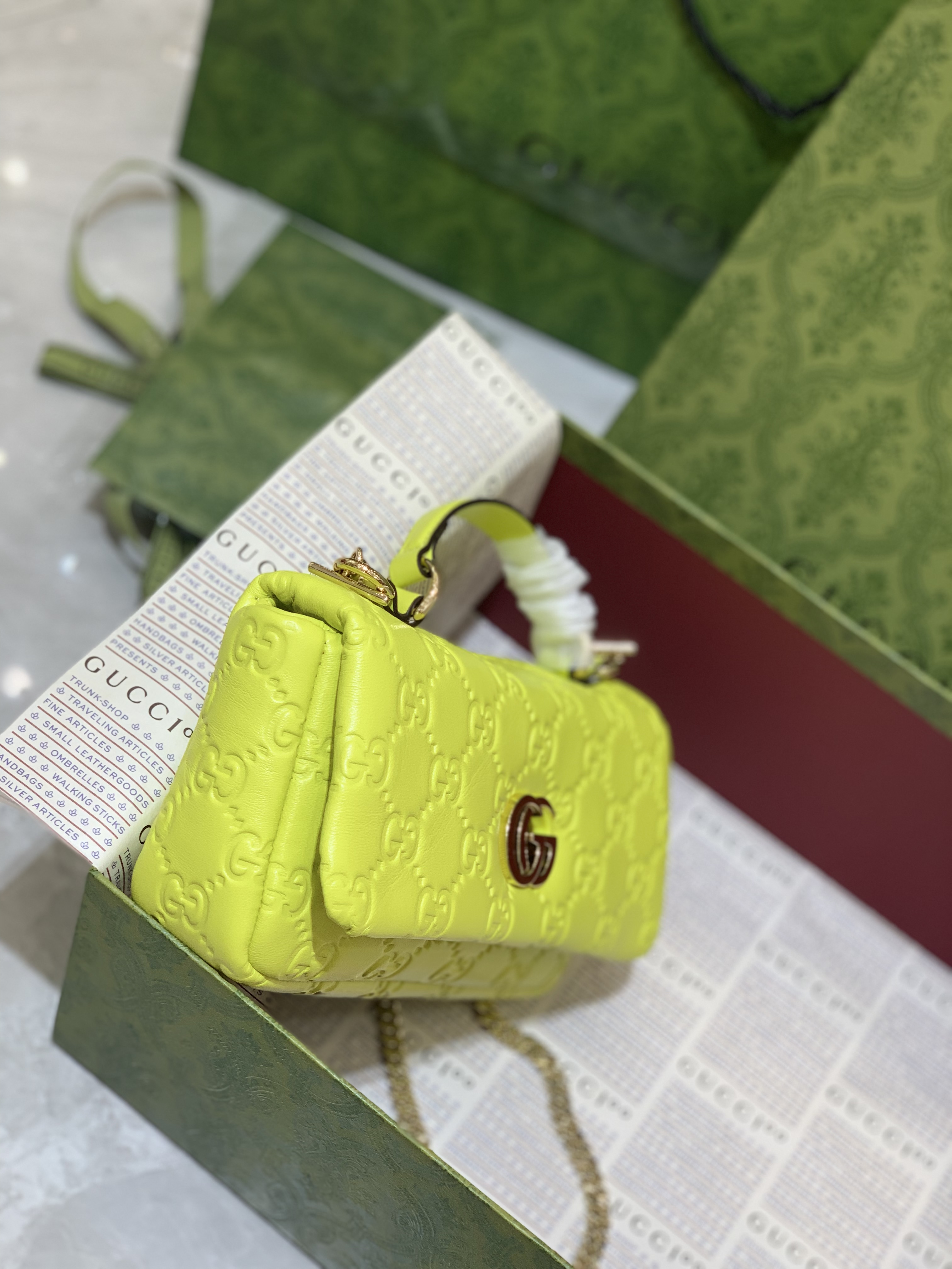 Gucci Embossed Lime Green Mini Bag: Amazing 2024 Top Handle