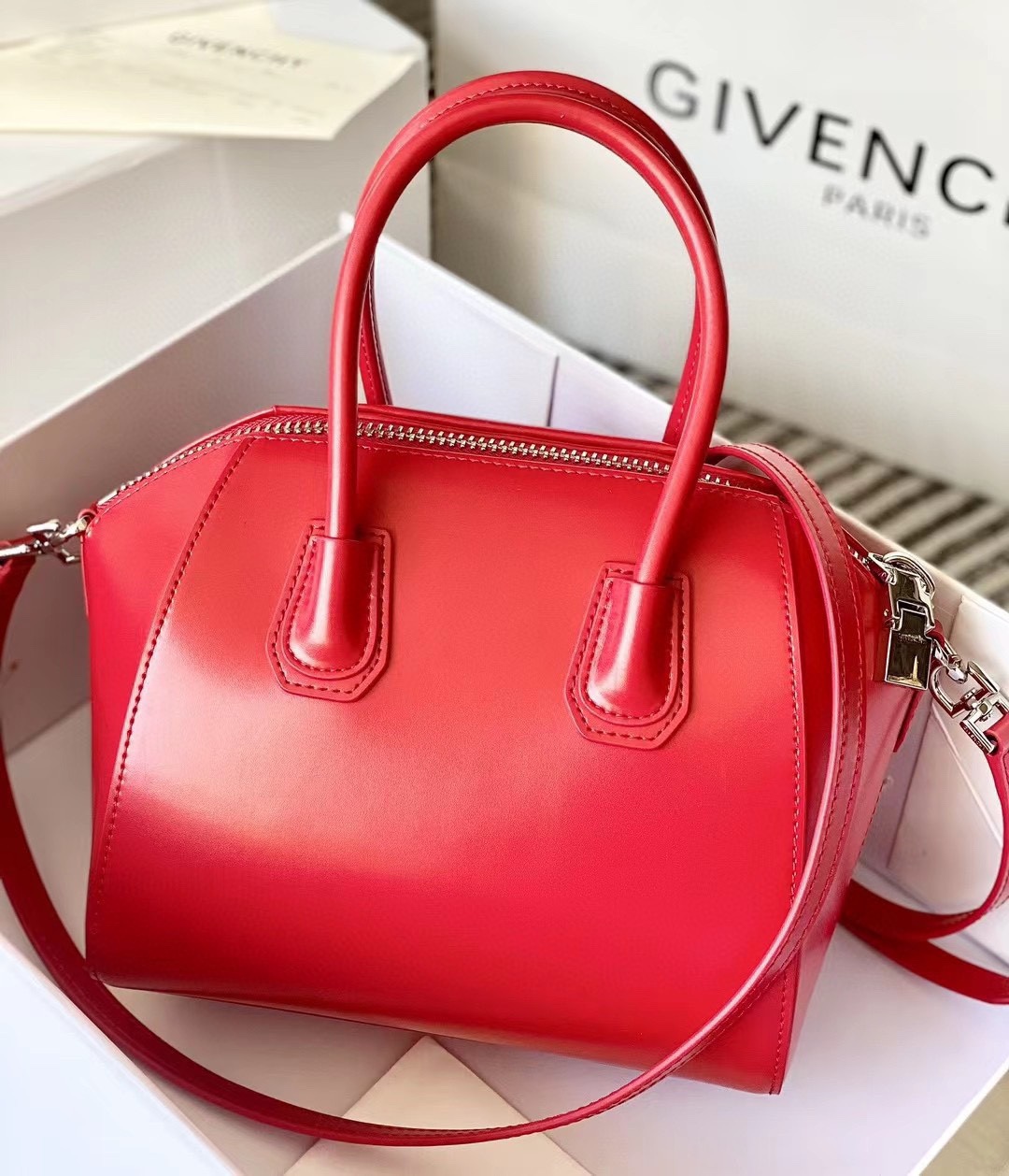 Givenchy Antigona Red Small Satchel Handbag