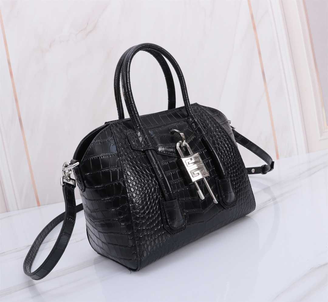 Givenchy Mini Antigona Lock Top Handle Bag in Crocodile