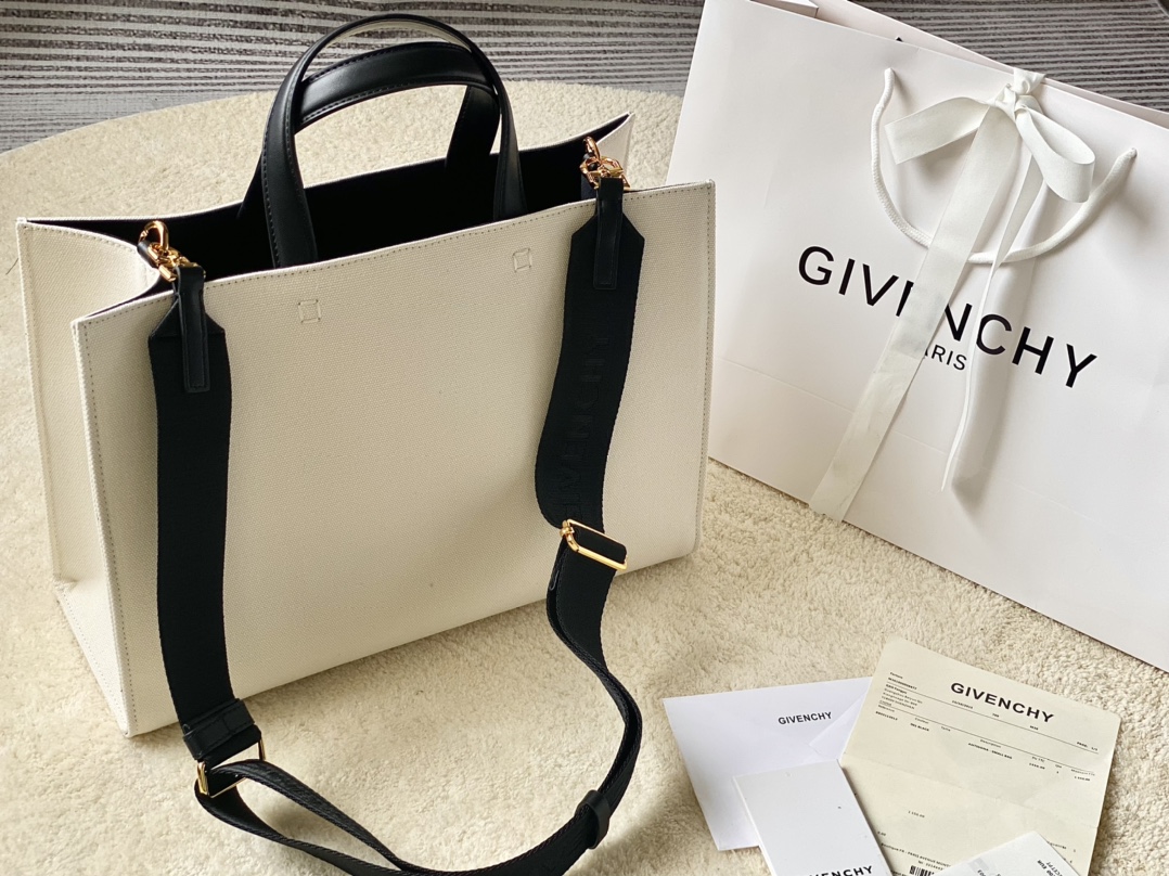 Givenchy White Canvas Small G Tote Givenchy
